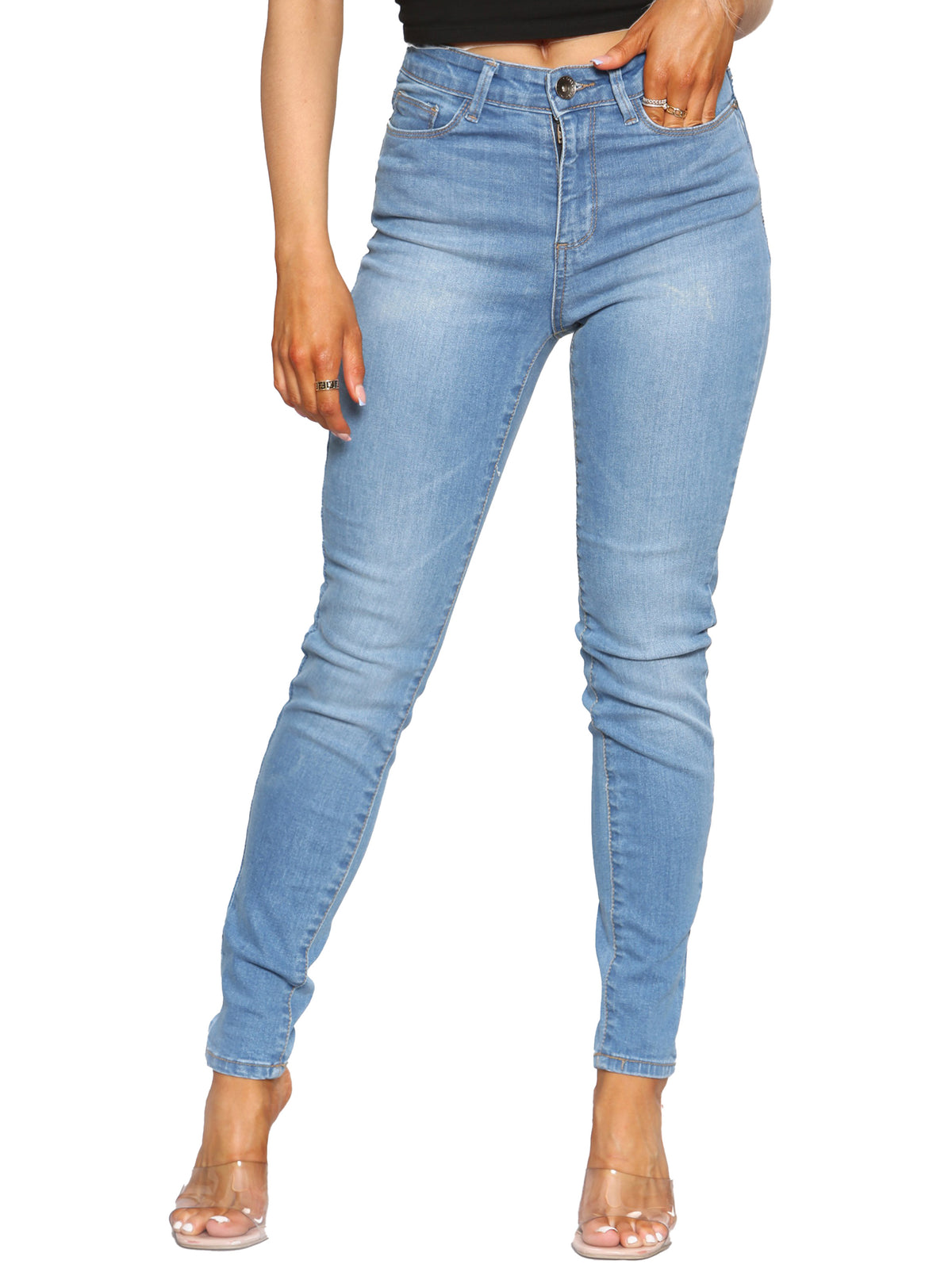 EZL416 Womens Skinny Stretch Denim Jeans UK Size 8-20 | Enzo Designer Womenswear ENZO RAWDENIM