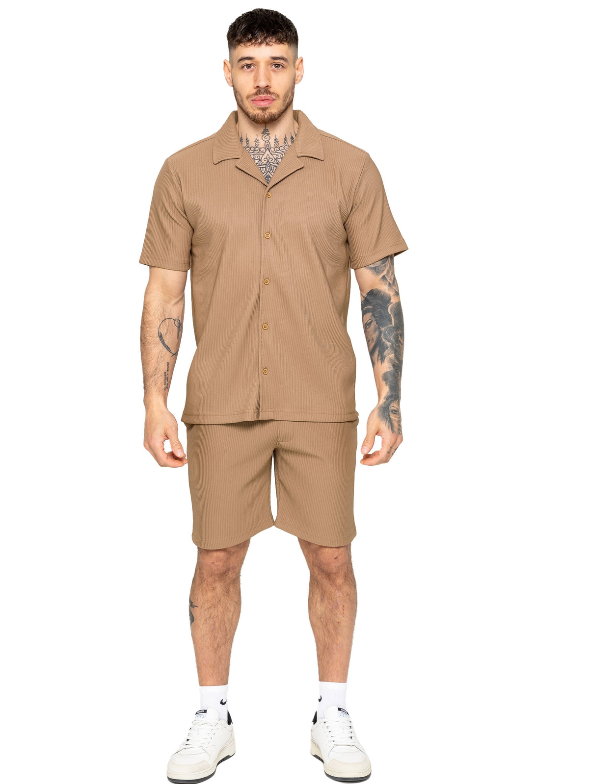 MSH10 SHIRTS & MS11 SHORT Mens Textured Summer Outfit Set Menswear Shirt - Casual Style for Men's Wear (Copy) GUEST BRAND RAWDENIM