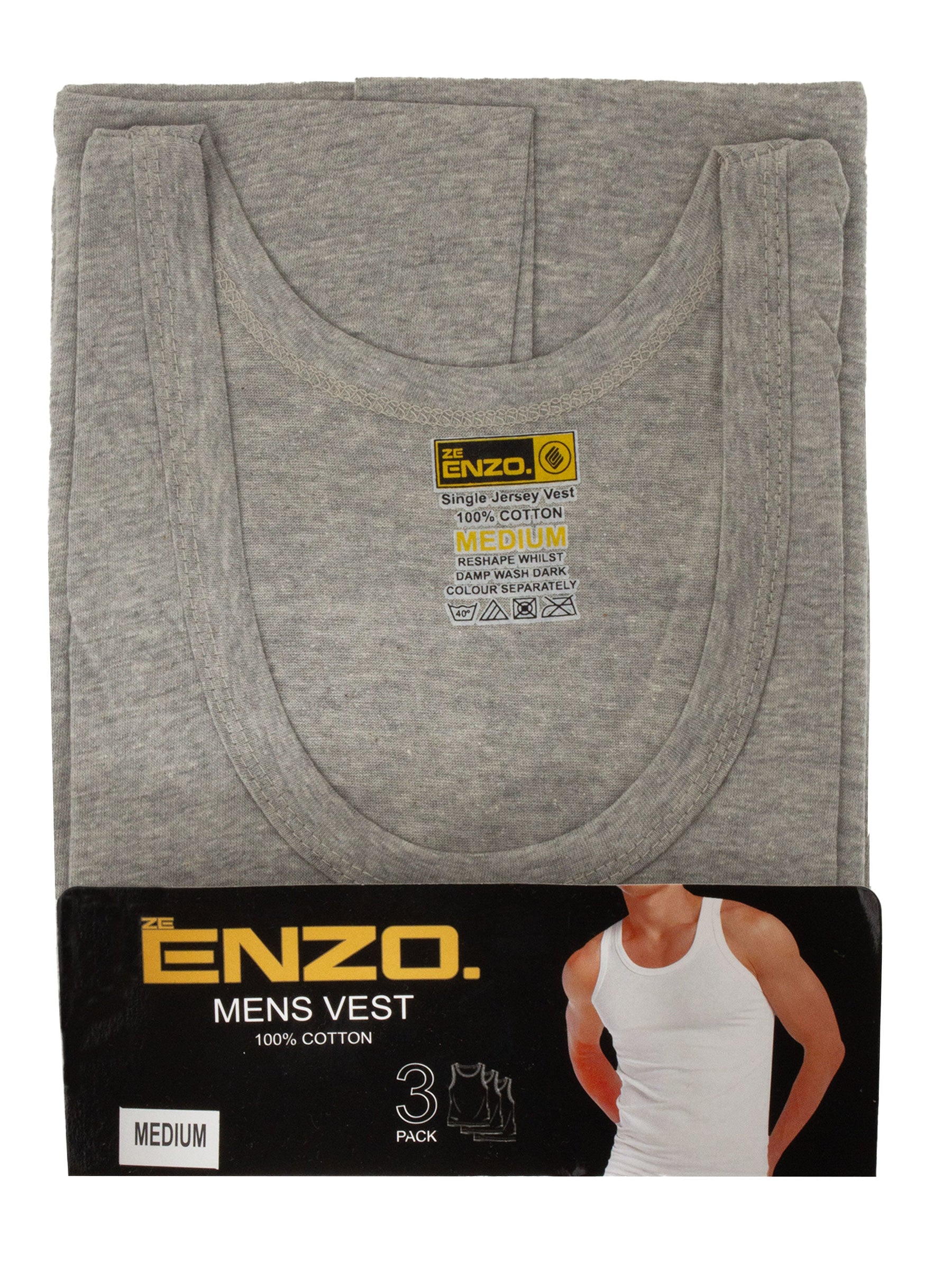 EZV604 Enzo | Mens 3 Pack Vests ENZO RAWDENIM