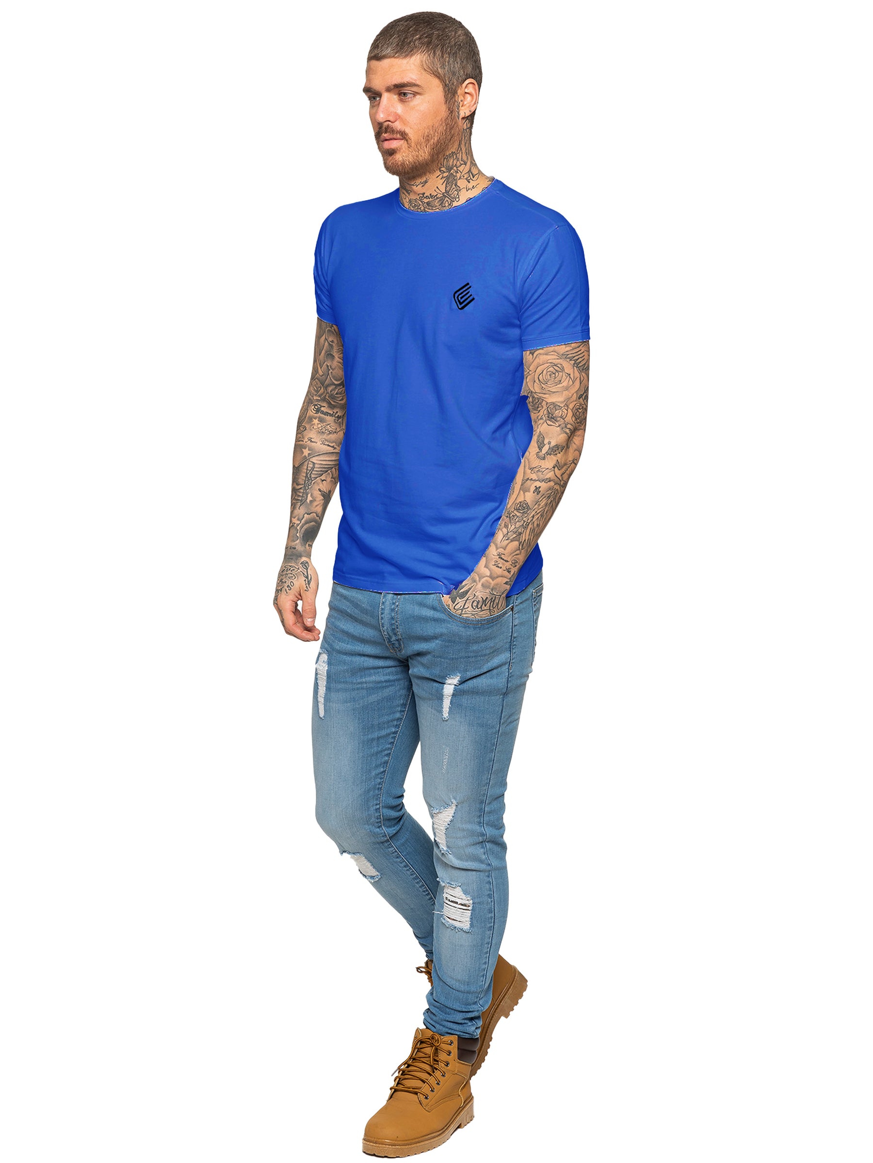 EZTS581 Enzo Mens Slim Fit Stretch Muscle T-Shirt ENZO RAWDENIM