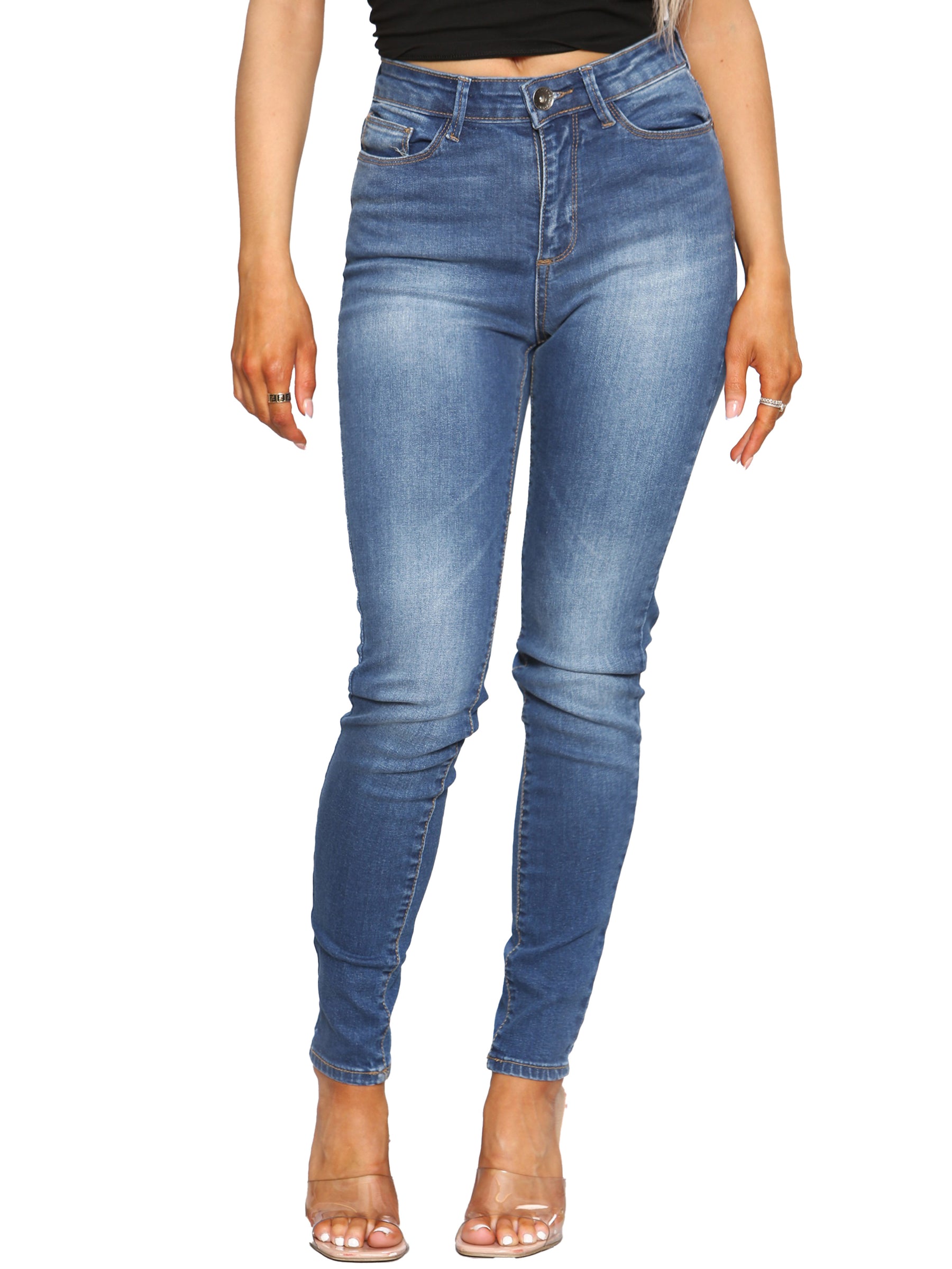 EZL416 Womens Skinny Stretch Denim Jeans UK Size 8-20 | Enzo Designer Womenswear ENZO RAWDENIM
