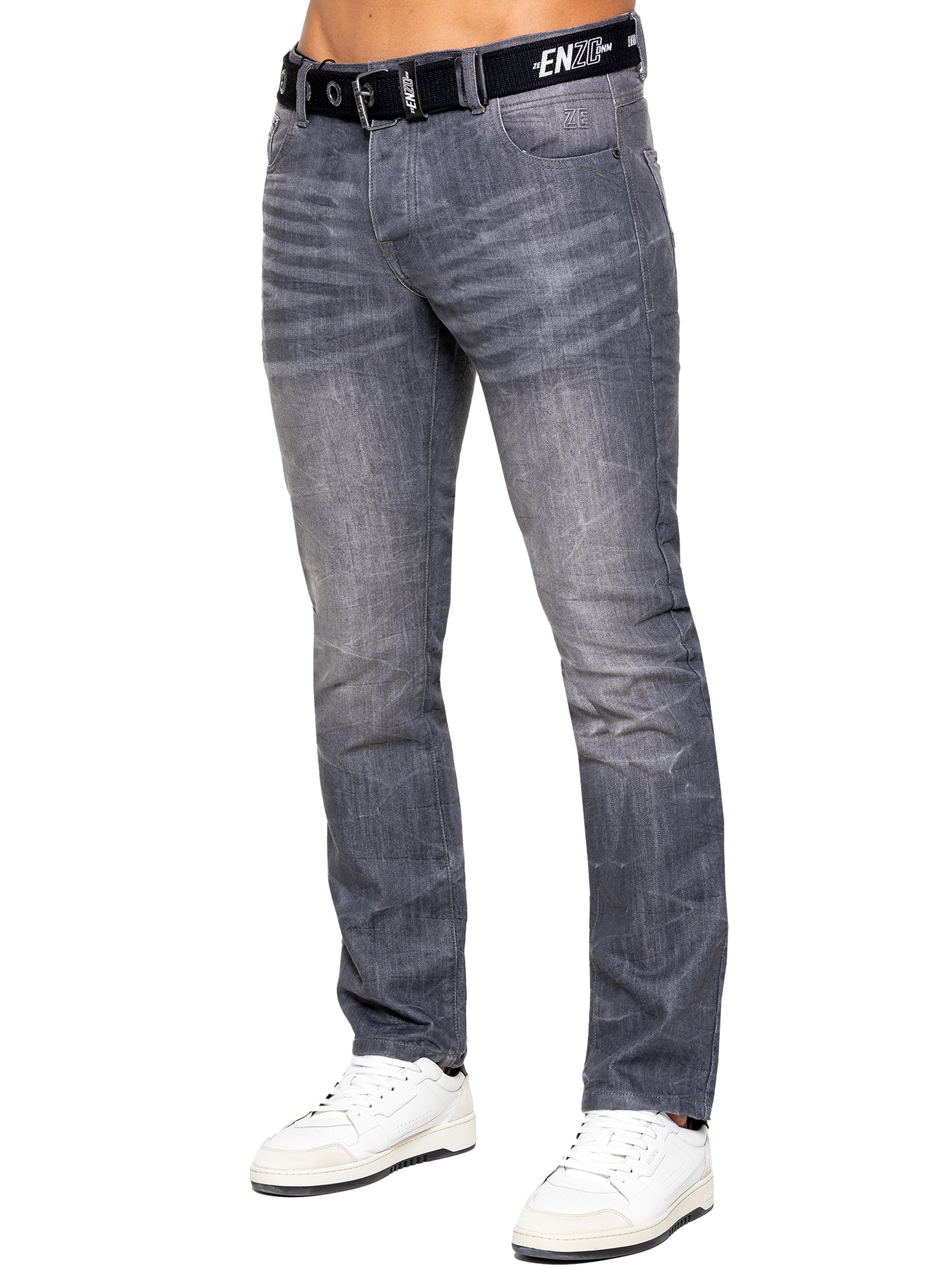 Enzo Ez324 Jean Droit Homme – Coupe Droite, Grande Taille, Avec Ceinture Assortie – Plusieurs Couleurs
