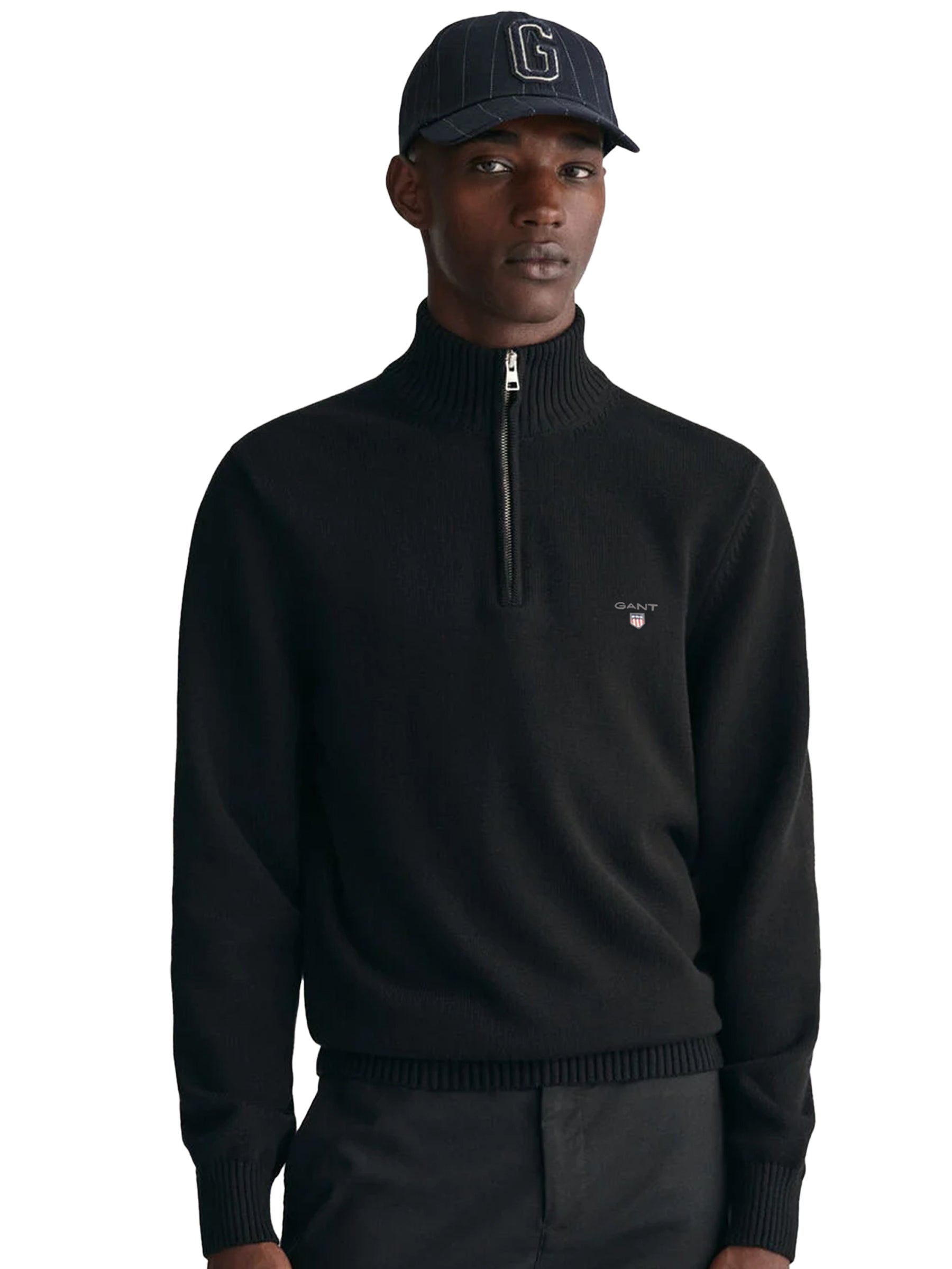 GANT_SWT_HALF_ZIP BLK RAWDENIM RAWDENIM
