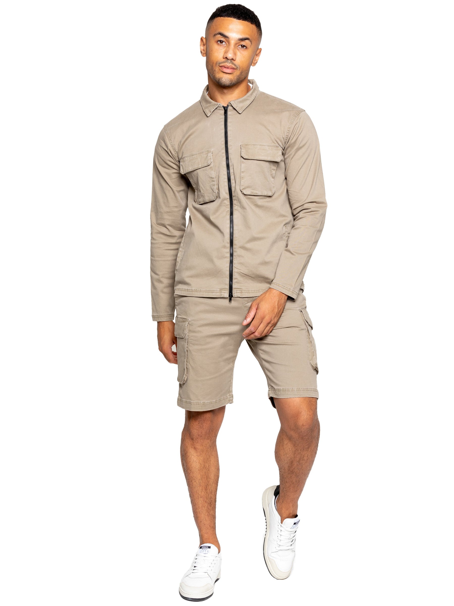 EZOS611 & EZS613 Copy of Enzo | Mens Cargo Overshirt Tracksuit With Shorts Set ENZO RAWDENIM