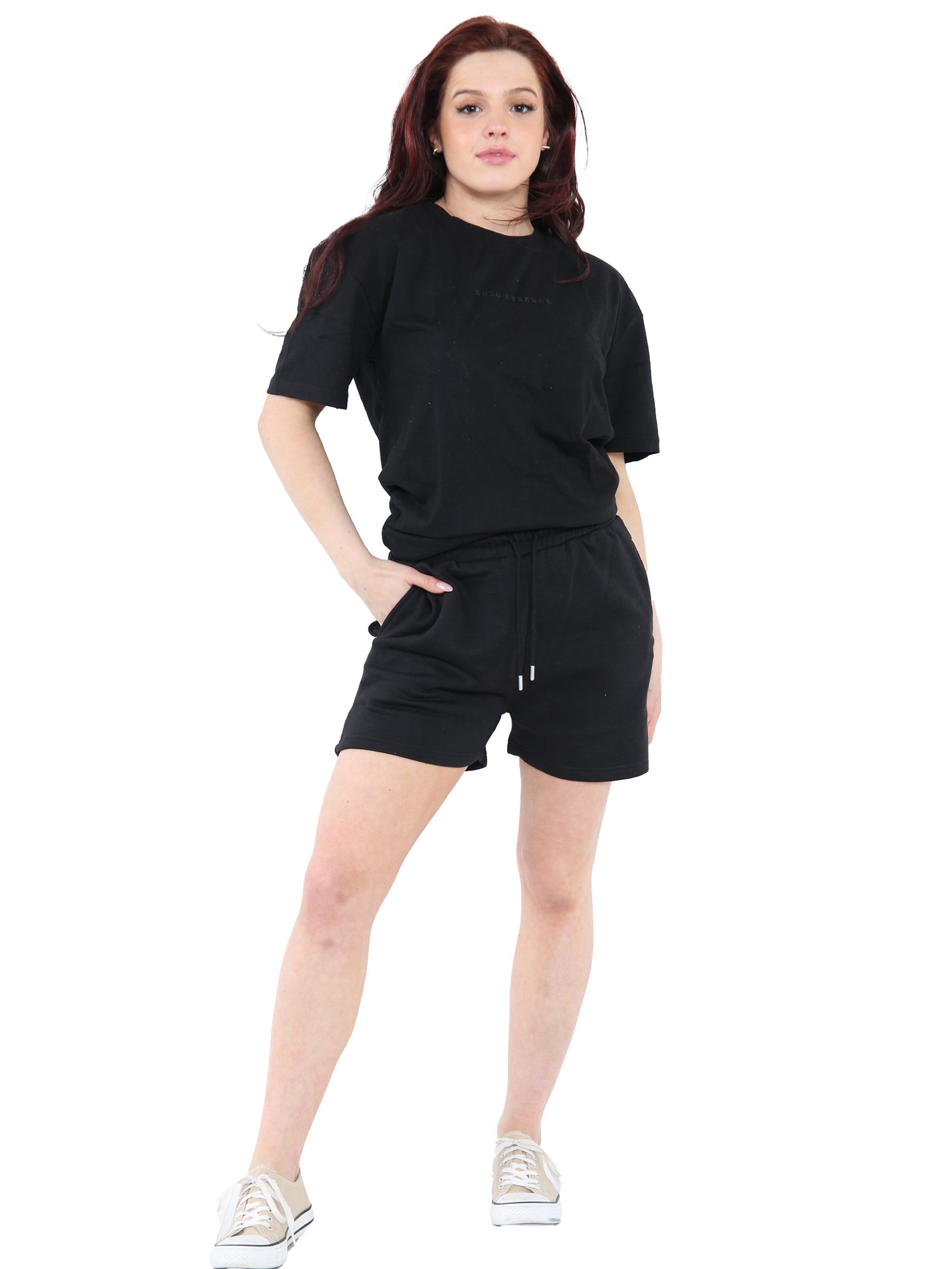 EZLTS592 TSHIRT & EZLS597 SHORTS NEW Enzo | Womens T-Shirt & Shorts Tracksuit Set ENZO RAWDENIM