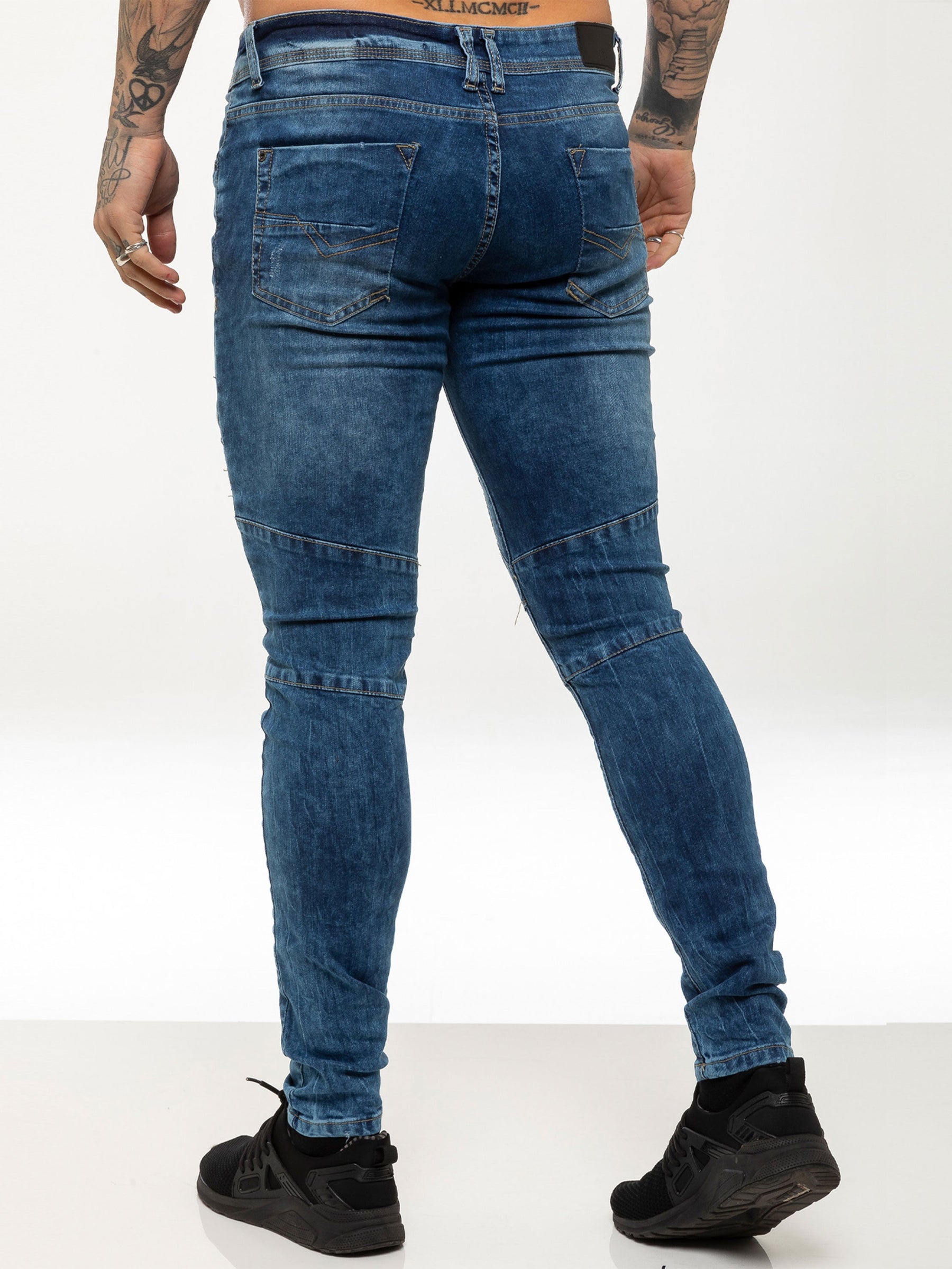 EZ365 Copy of Mens Super Skinny Stretch Biker Denim Jeans | Enzo Designer Menswear ENZO RAWDENIM