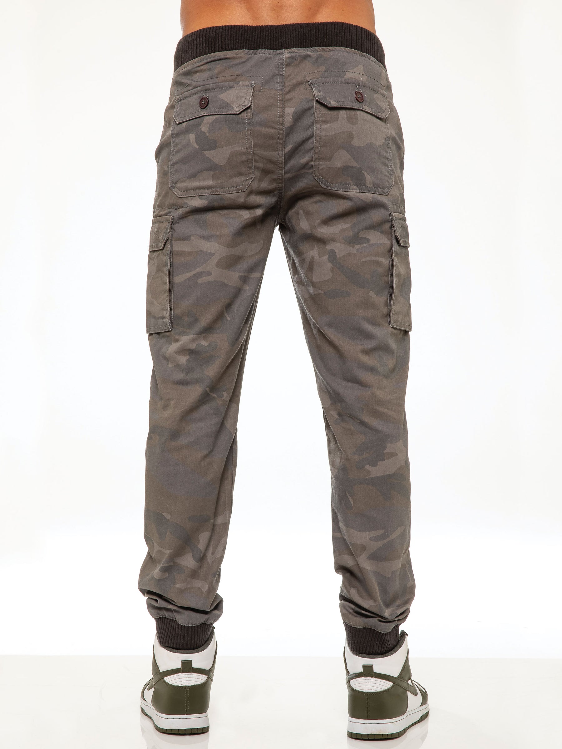 EZ409 ENZO Mens Military Combat Cuffed Camouflage Jeans ENZO RAWDENIM