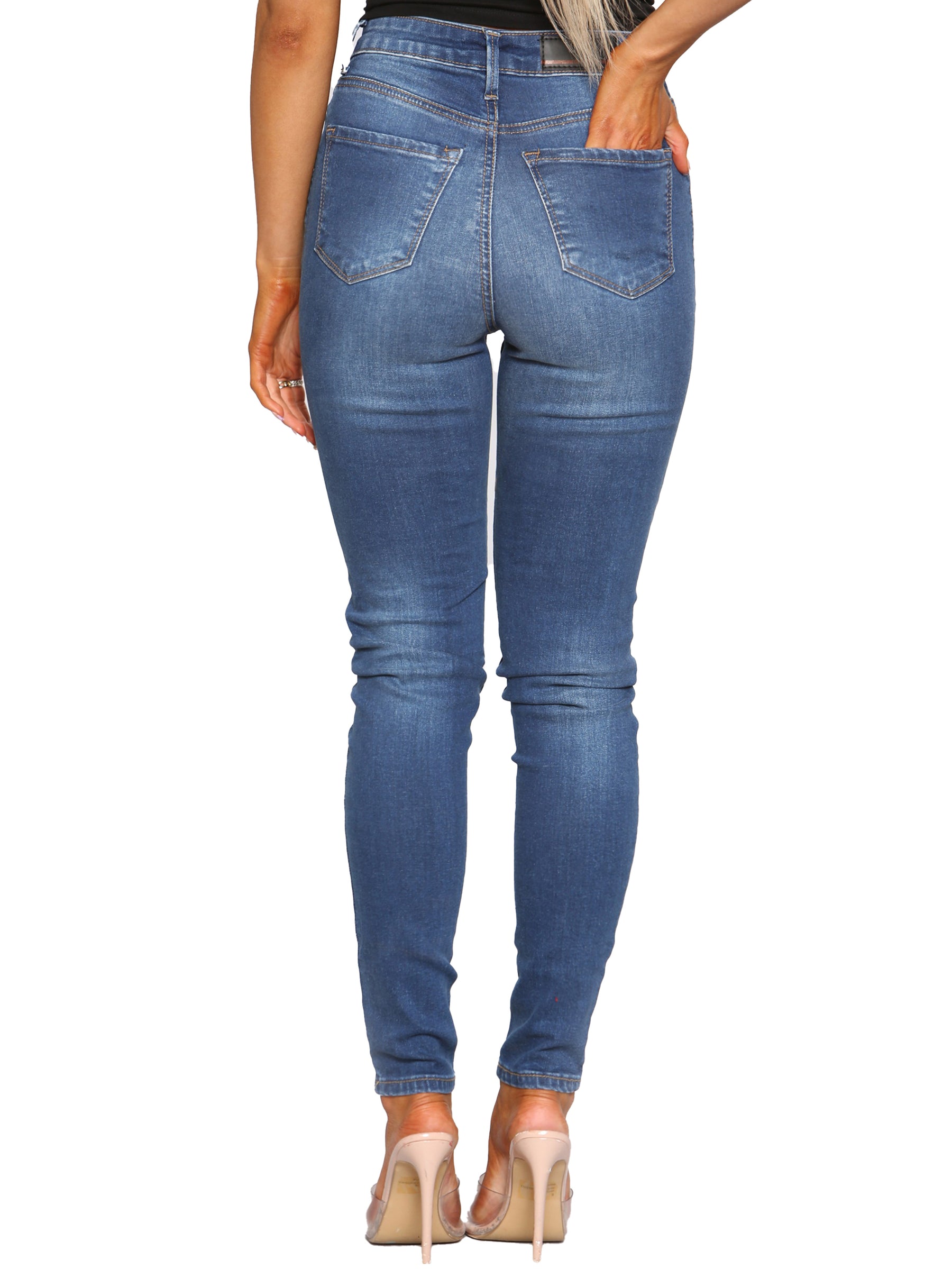 EZL416 Womens Skinny Stretch Denim Jeans UK Size 8-20 | Enzo Designer Womenswear ENZO RAWDENIM
