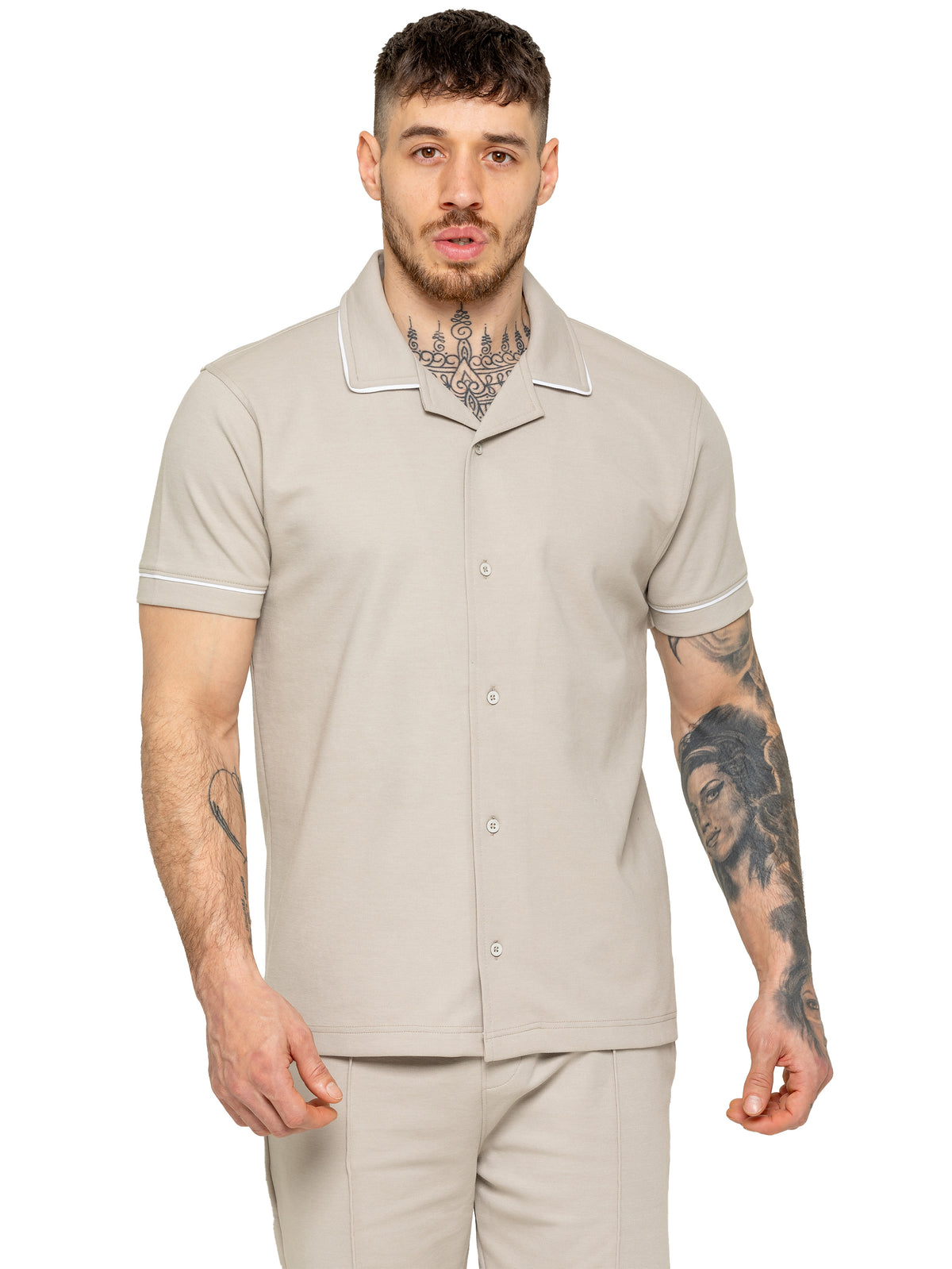 Enzo | Mens Short Sleeve Piping Shirt