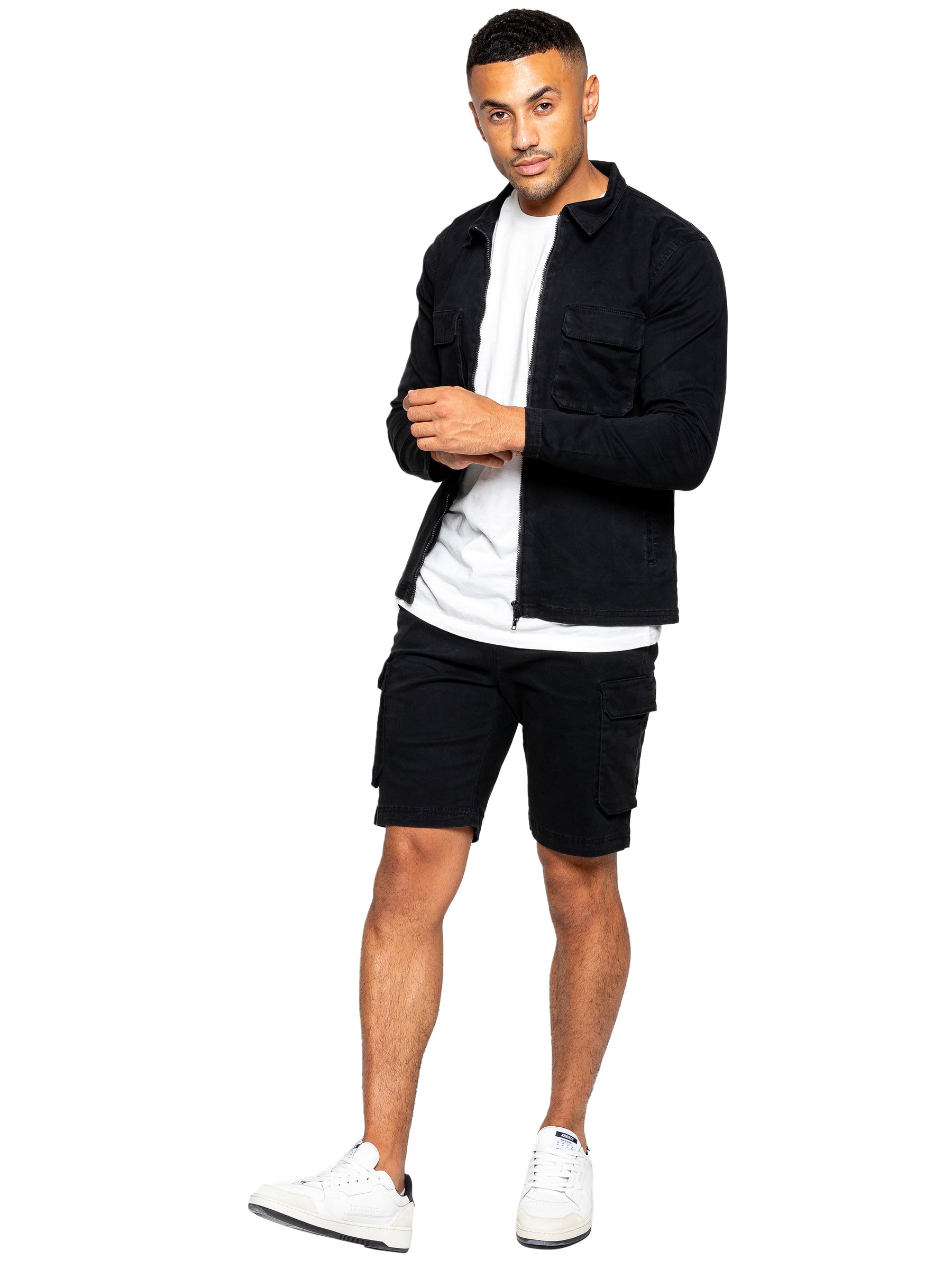 EZOS611 & EZS613 Enzo | Mens Cargo Overshirt Tracksuit With Shorts Set ENZO RAWDENIM