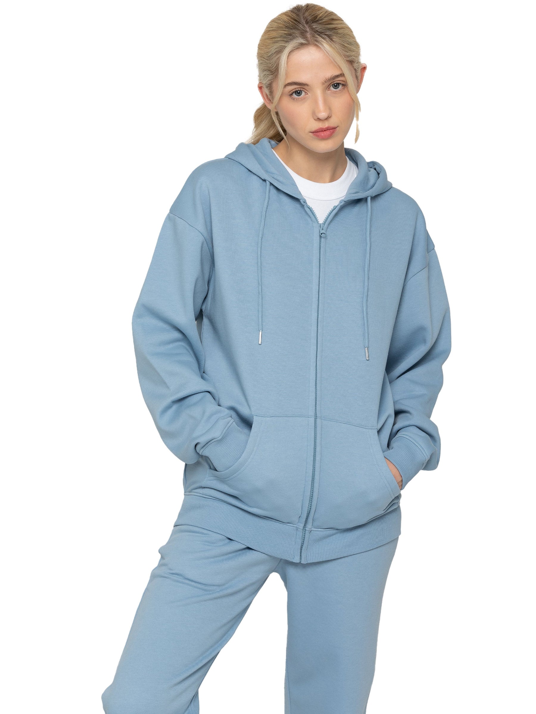 EZLHDZ596 NEW Womens Oversized Zipped Hoodie - Clearance ENZO RAWDENIM