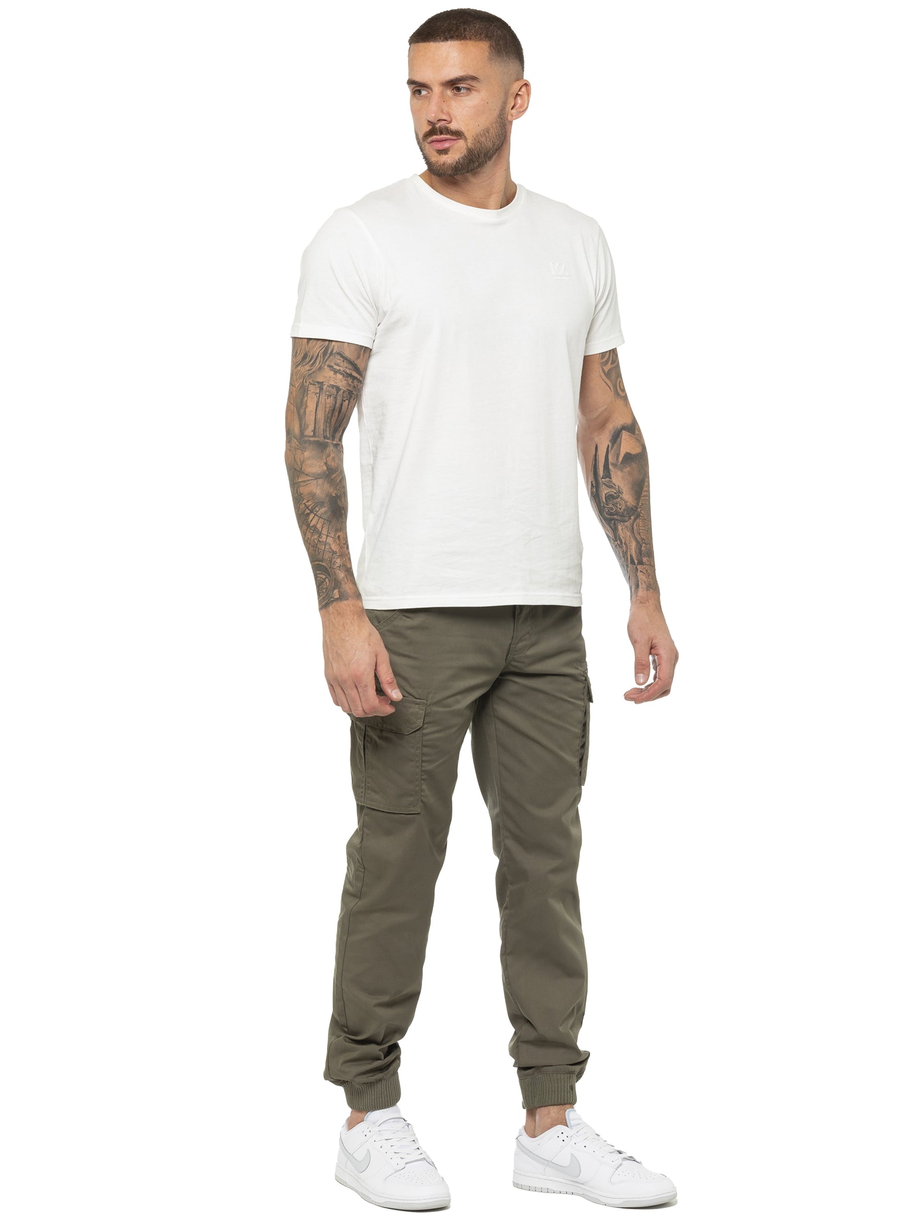 EZ409 Copy of ENZO Mens Military Combat Cuffed Camouflage Jeans ENZO RAWDENIM