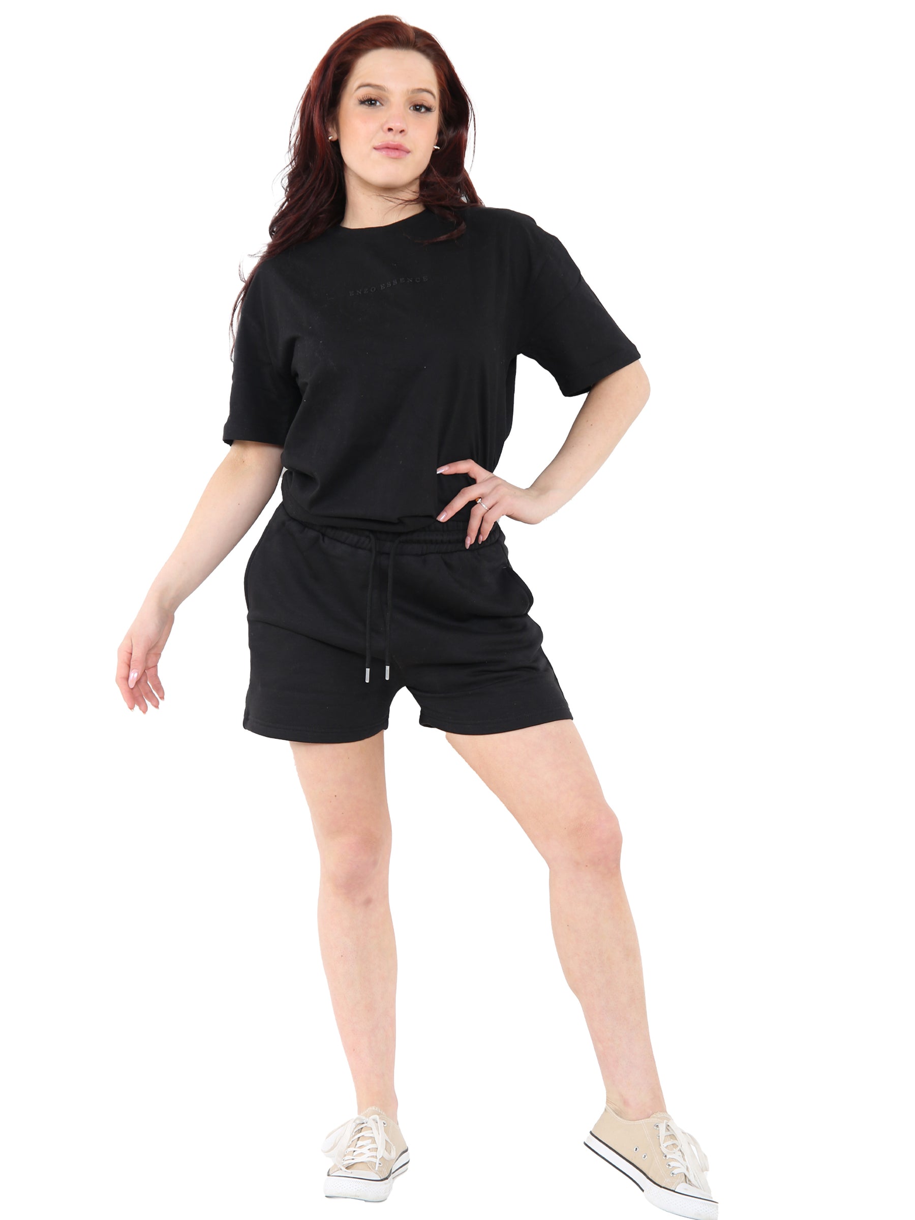 EZLTS592 TSHIRT & EZLS597 SHORTS NEW Enzo | Womens T-Shirt & Shorts Tracksuit Set ENZO RAWDENIM