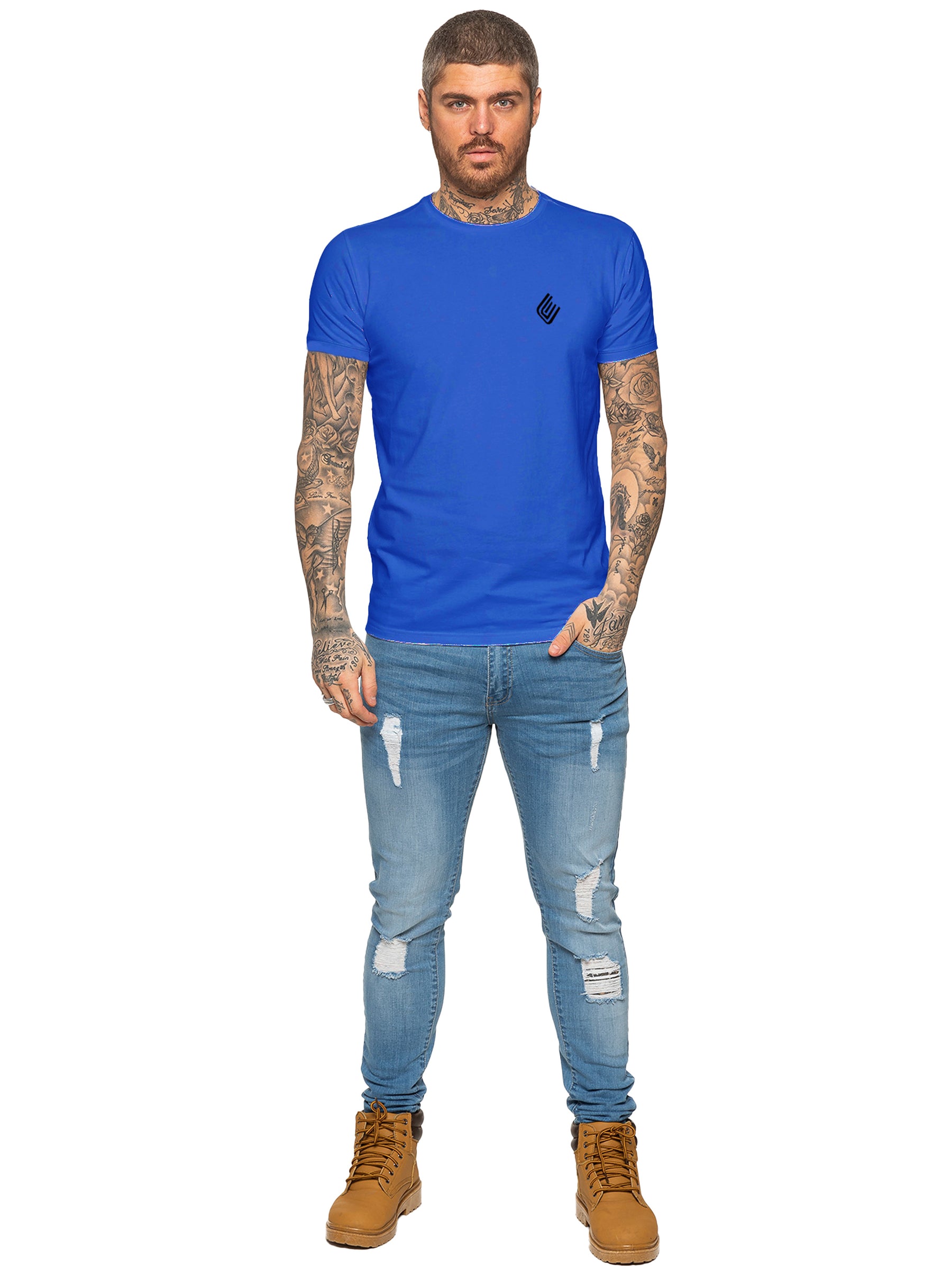EZTS581 Enzo Mens Slim Fit Stretch Muscle T-Shirt ENZO RAWDENIM