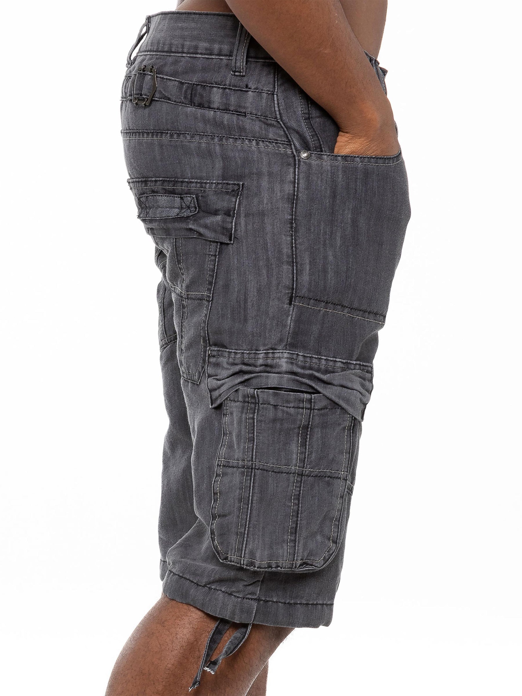Mens Raw Combat Cargo Denim Shorts | Enzo Designer Menswear