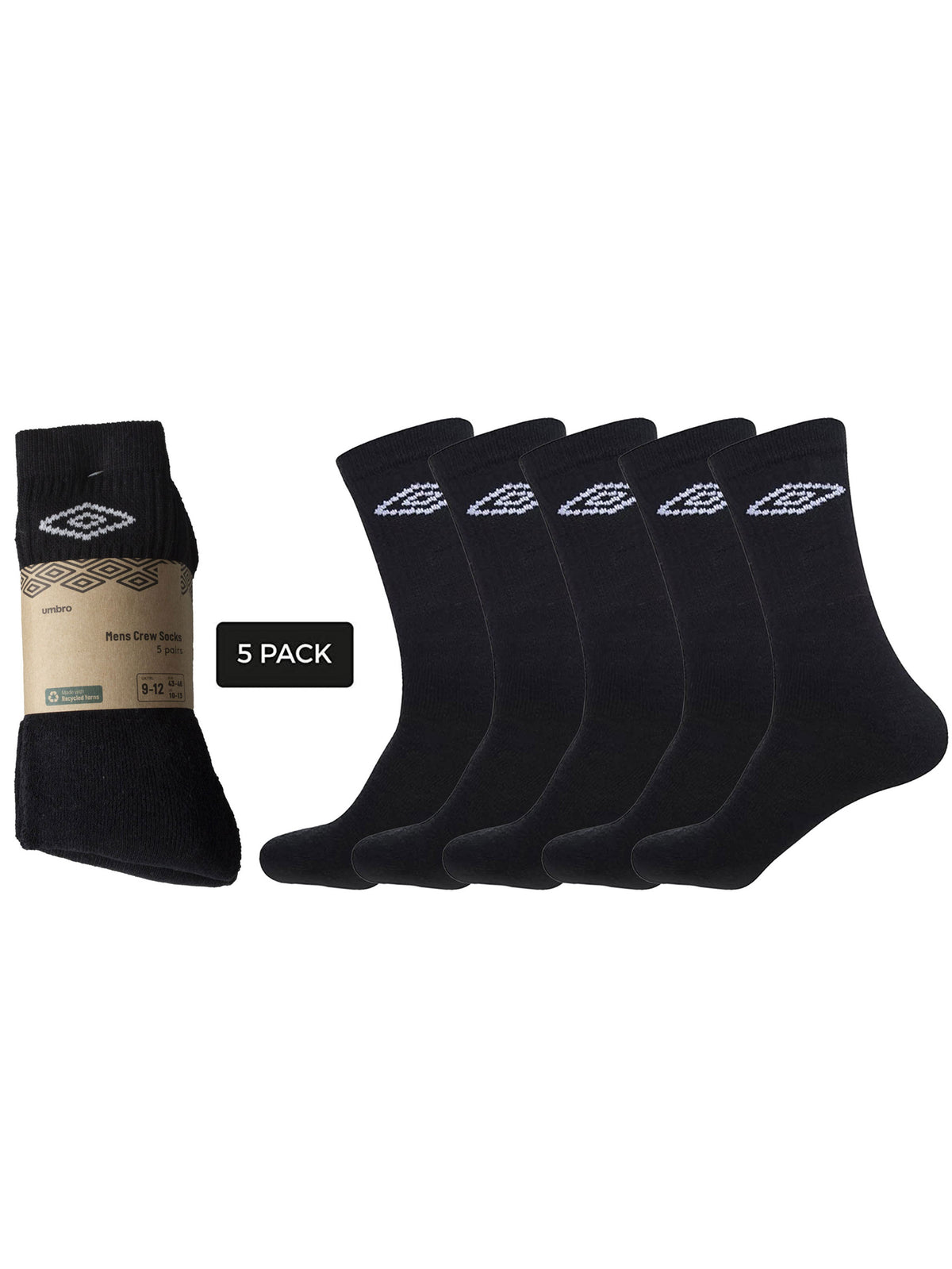 UMBRO SOCKS SOLID Mens Umbro Crew Socks | 5 Pairs UMBRO RAWDENIM