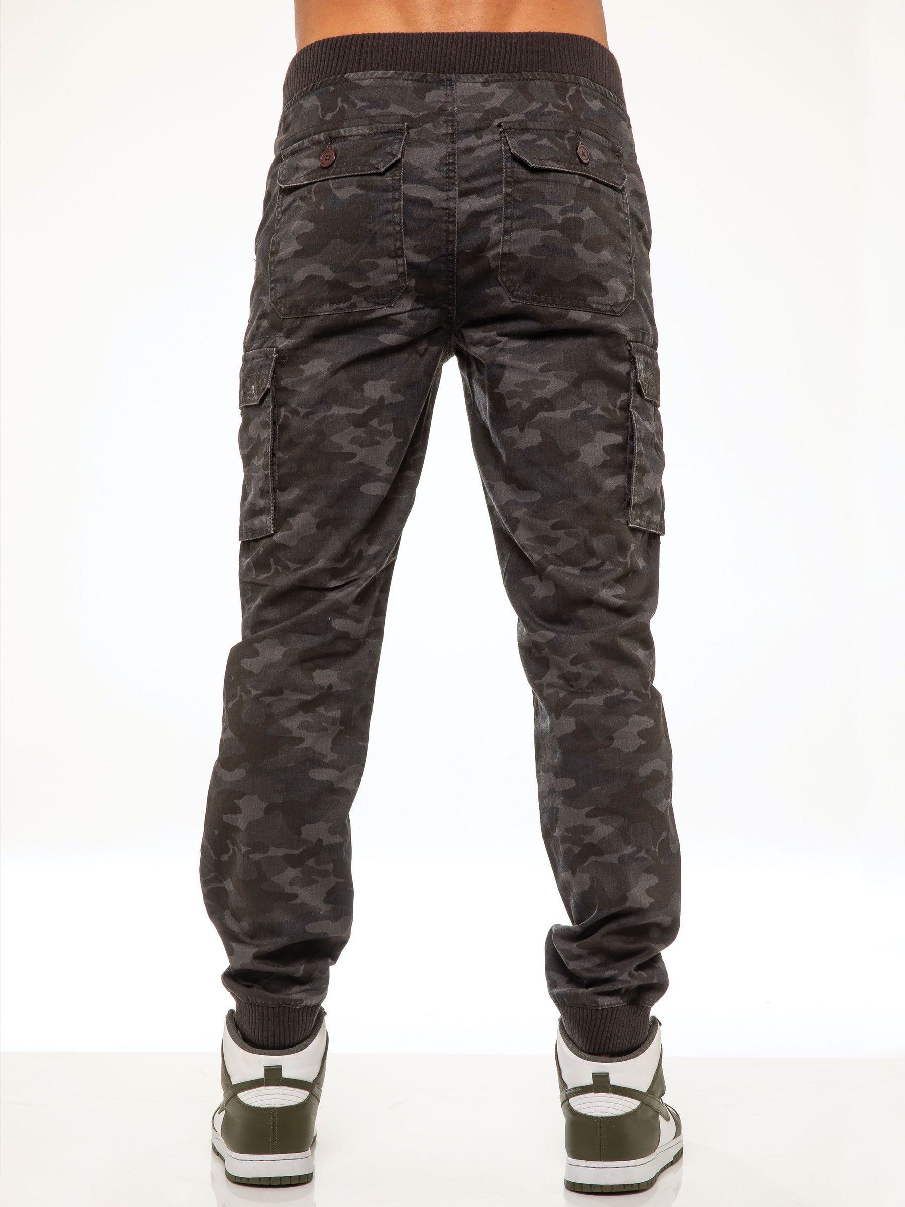 EZ409 ENZO Mens Military Combat Cuffed Camouflage Jeans ENZO RAWDENIM