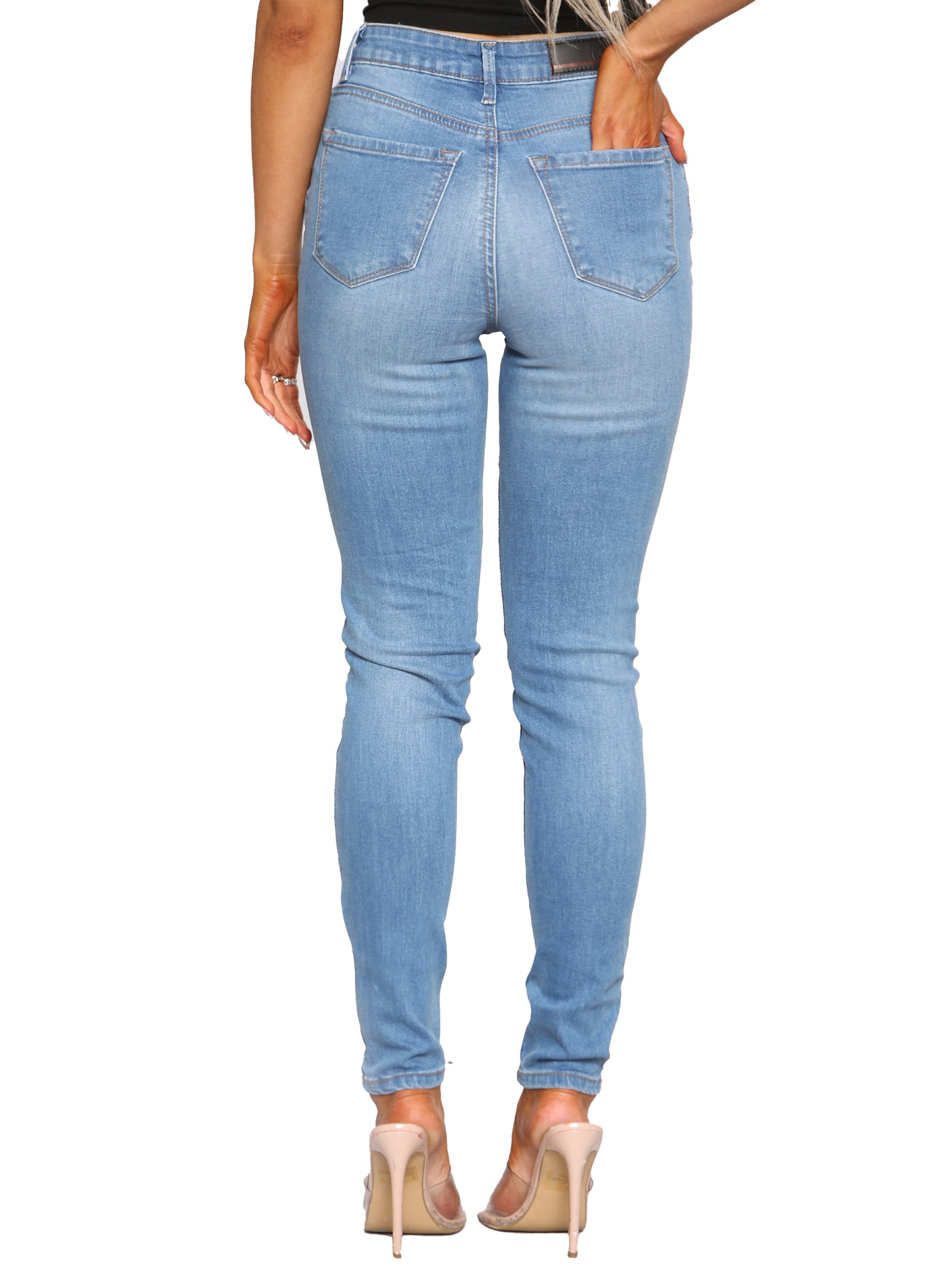 EZL416 Womens Skinny Stretch Denim Jeans UK Size 8-20 | Enzo Designer Womenswear ENZO RAWDENIM