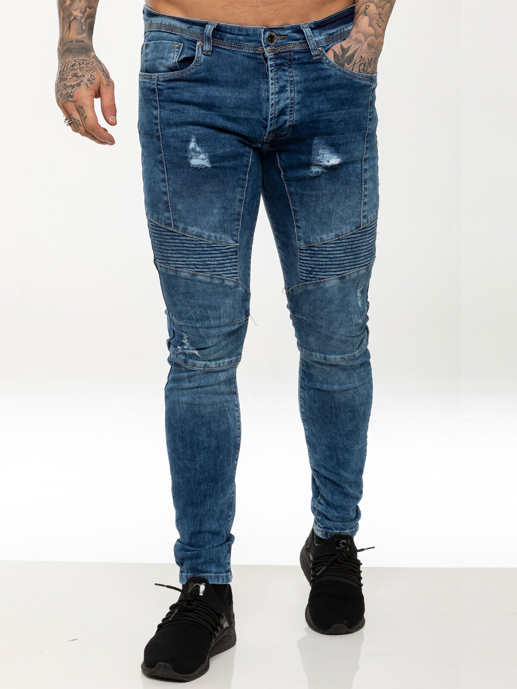 EZ365 Copy of Mens Super Skinny Stretch Biker Denim Jeans | Enzo Designer Menswear ENZO RAWDENIM