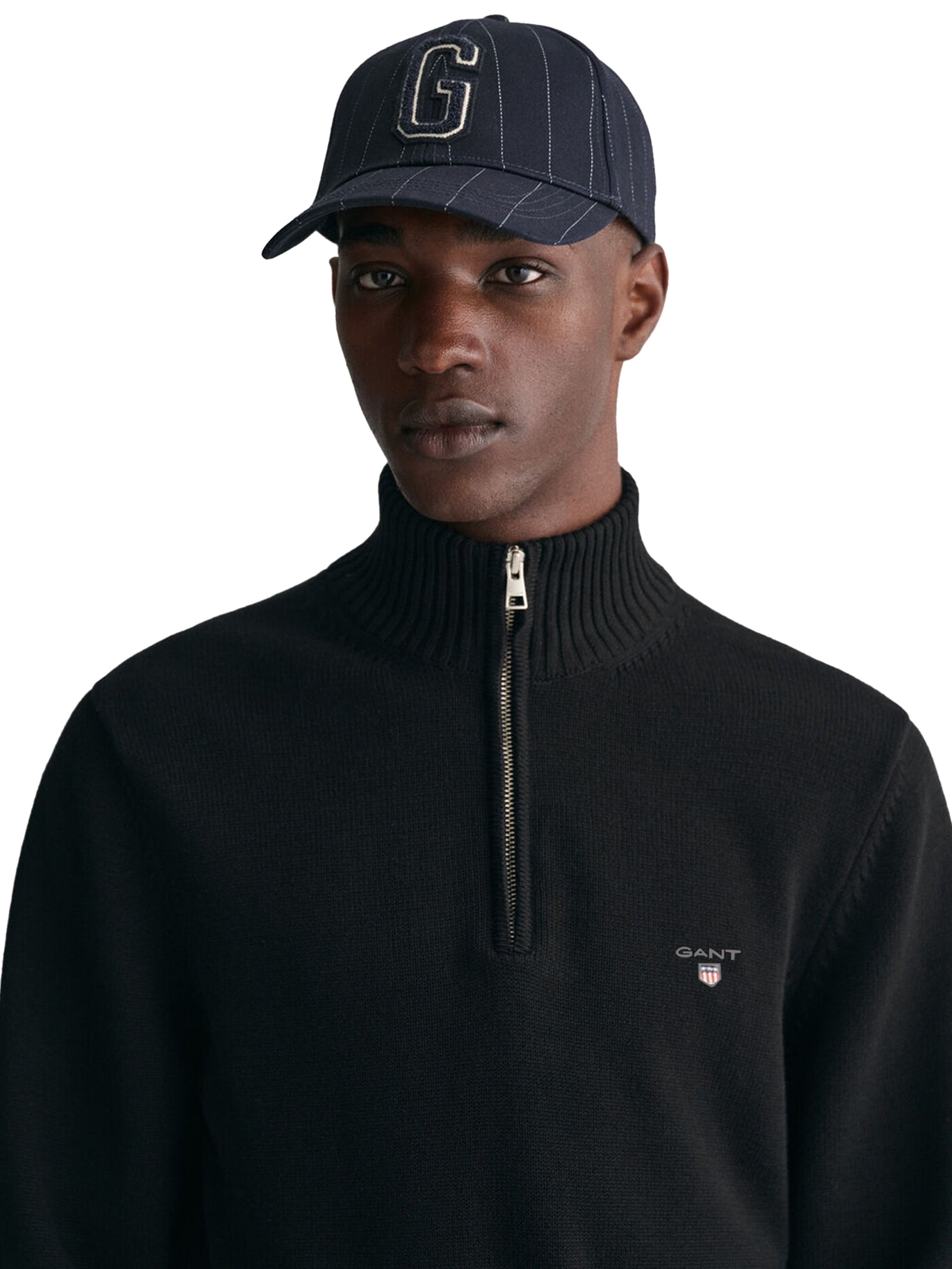 GANT_SWT_HALF_ZIP BLK RAWDENIM RAWDENIM