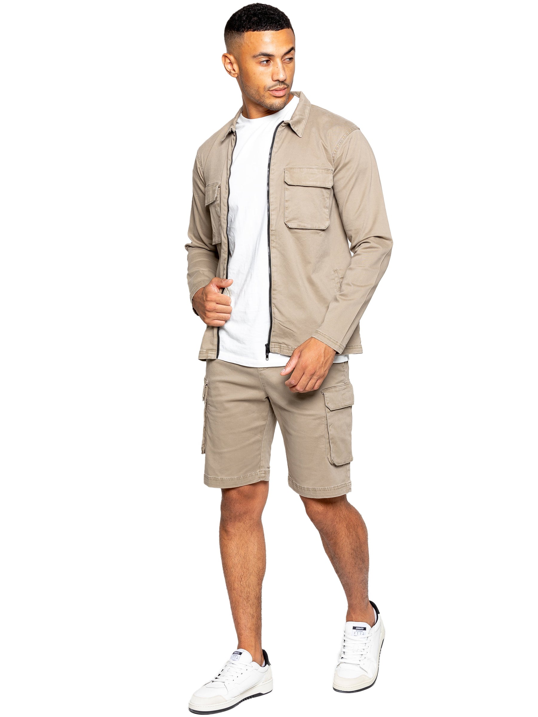 EZOS611 & EZS613 Copy of Enzo | Mens Cargo Overshirt Tracksuit With Shorts Set ENZO RAWDENIM