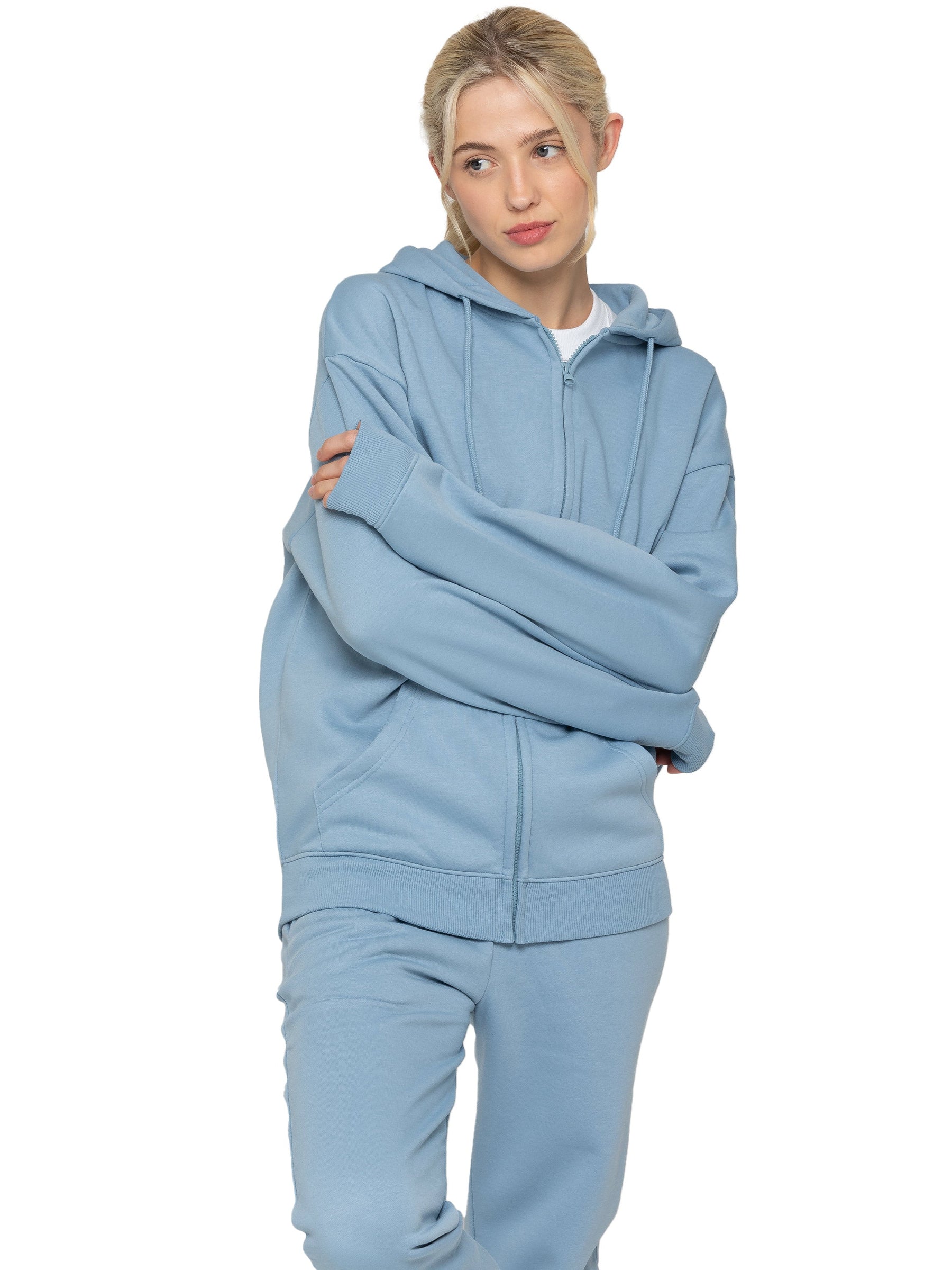 EZLHDZ596 NEW Womens Oversized Zipped Hoodie - Clearance ENZO RAWDENIM