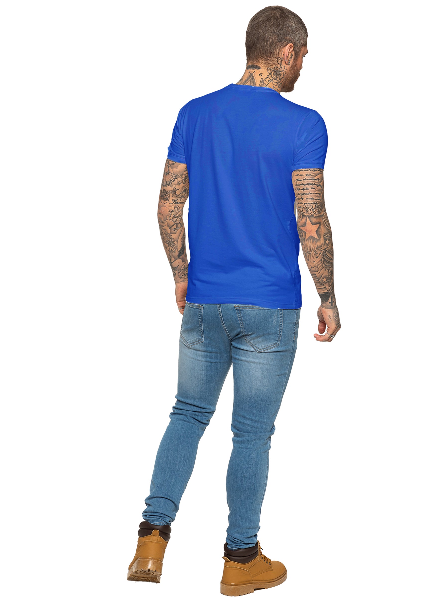 EZTS581 Enzo Mens Slim Fit Stretch Muscle T-Shirt ENZO RAWDENIM
