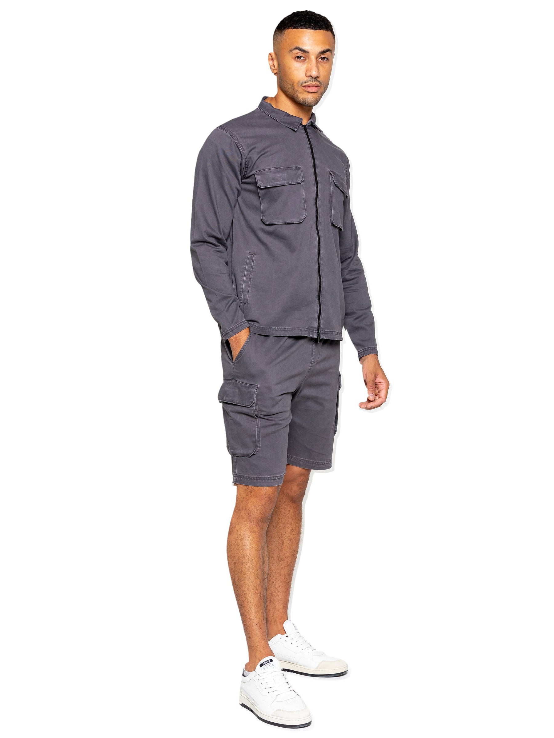 EZOS611 & EZS613 Copy of Enzo | Mens Cargo Overshirt Tracksuit With Shorts Set ENZO RAWDENIM
