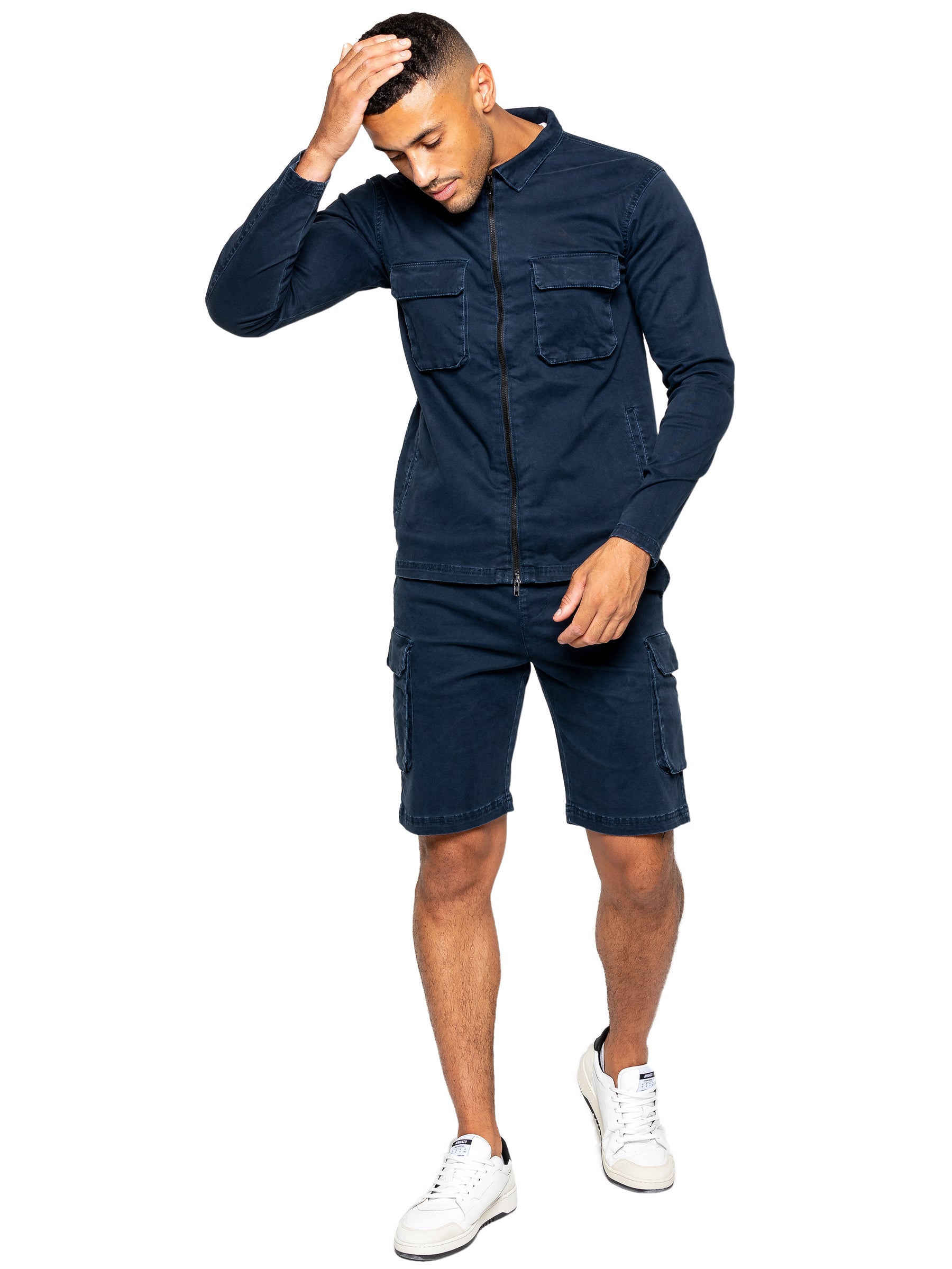EZOS611 & EZS613 Enzo | Mens Cargo Overshirt Tracksuit With Shorts Set ENZO RAWDENIM