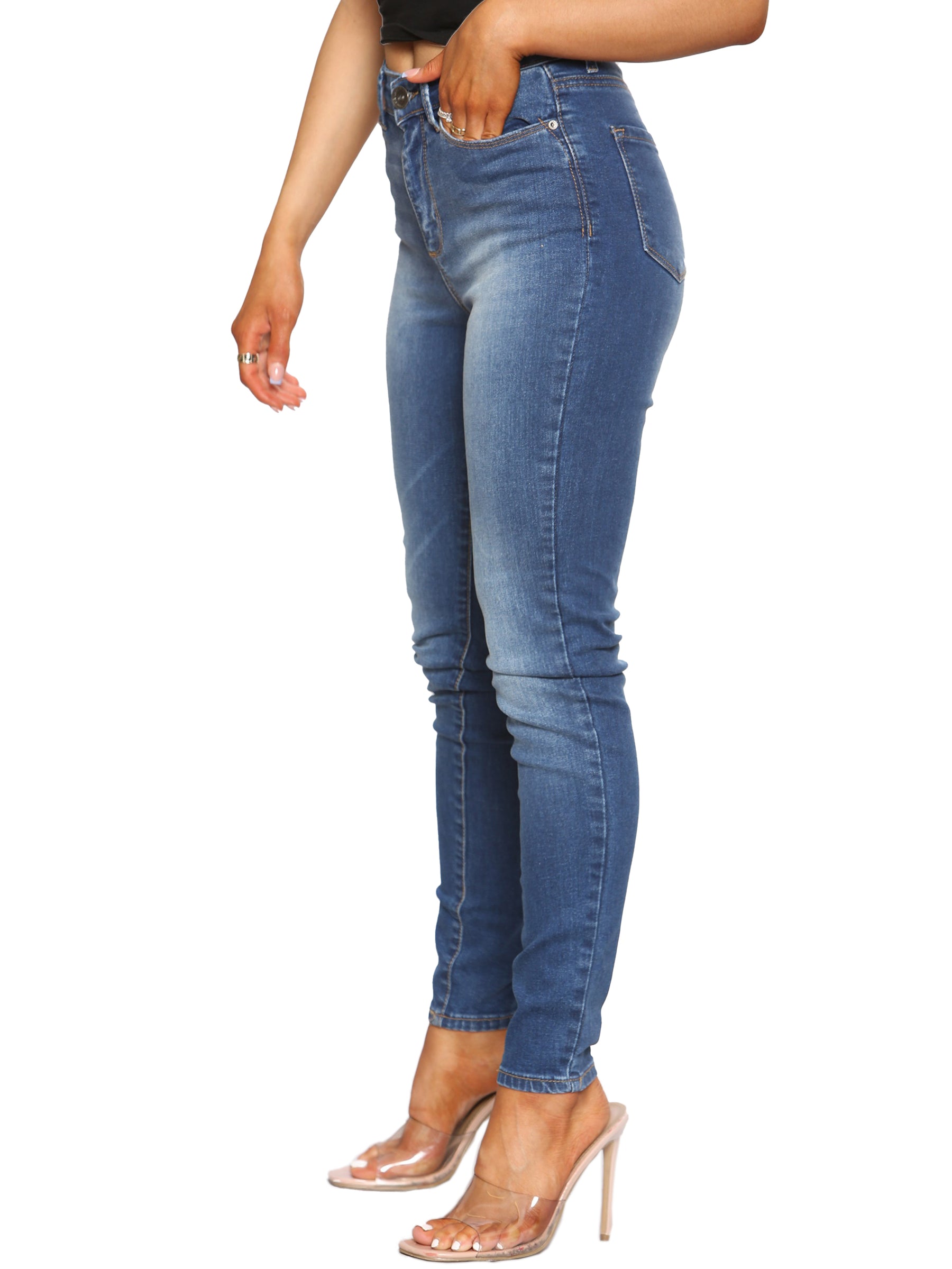 EZL416 Womens Skinny Stretch Denim Jeans UK Size 8-20 | Enzo Designer Womenswear ENZO RAWDENIM