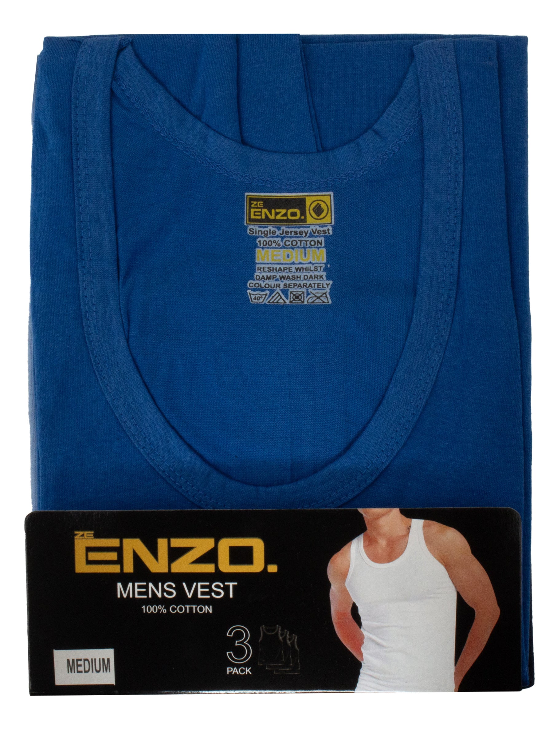 EZV604 Enzo | Mens 3 Pack Vests ENZO RAWDENIM