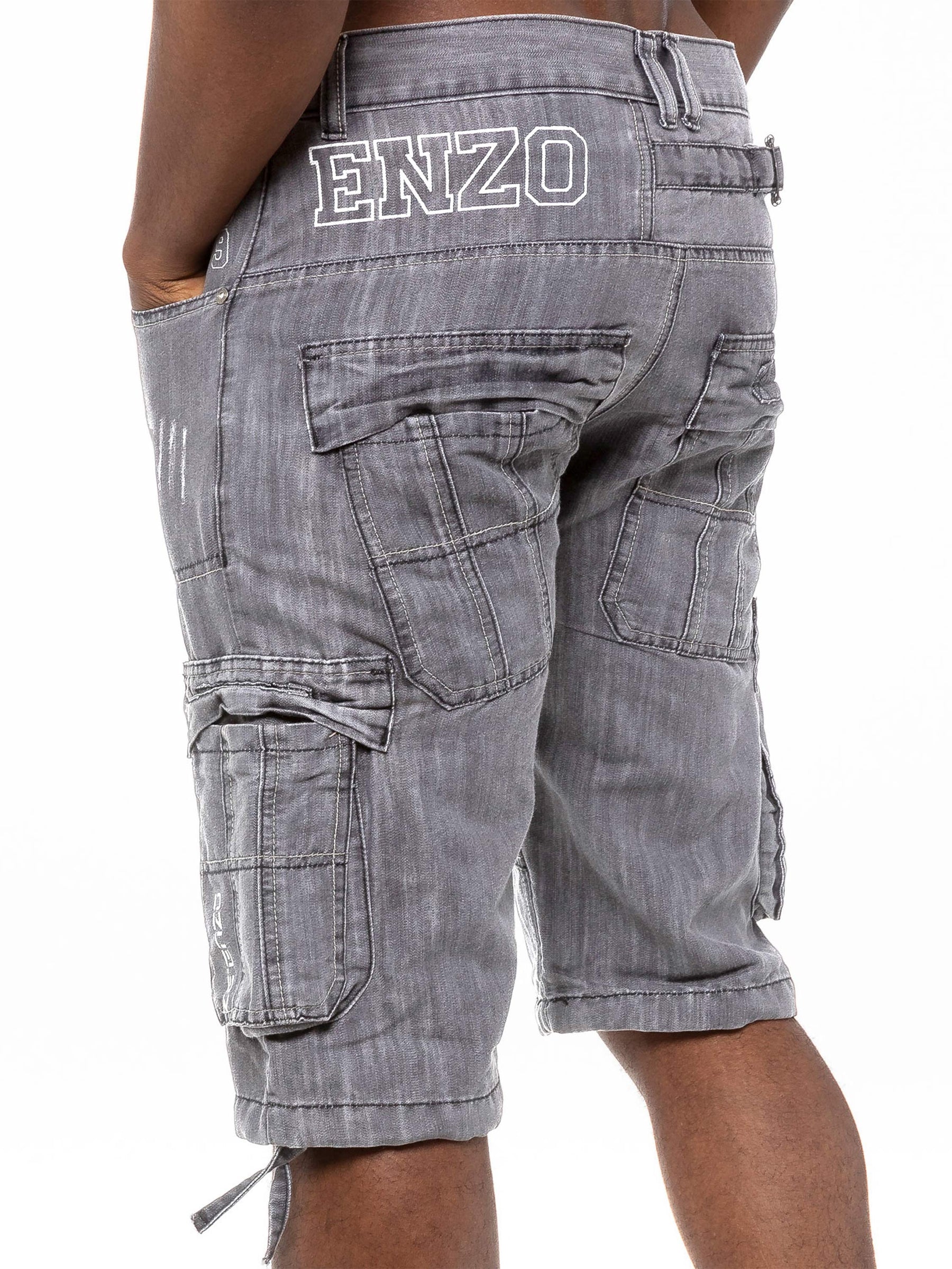 EZS404 Mens Raw Combat Cargo Denim Shorts | Enzo Designer Menswear ENZO RAWDENIM