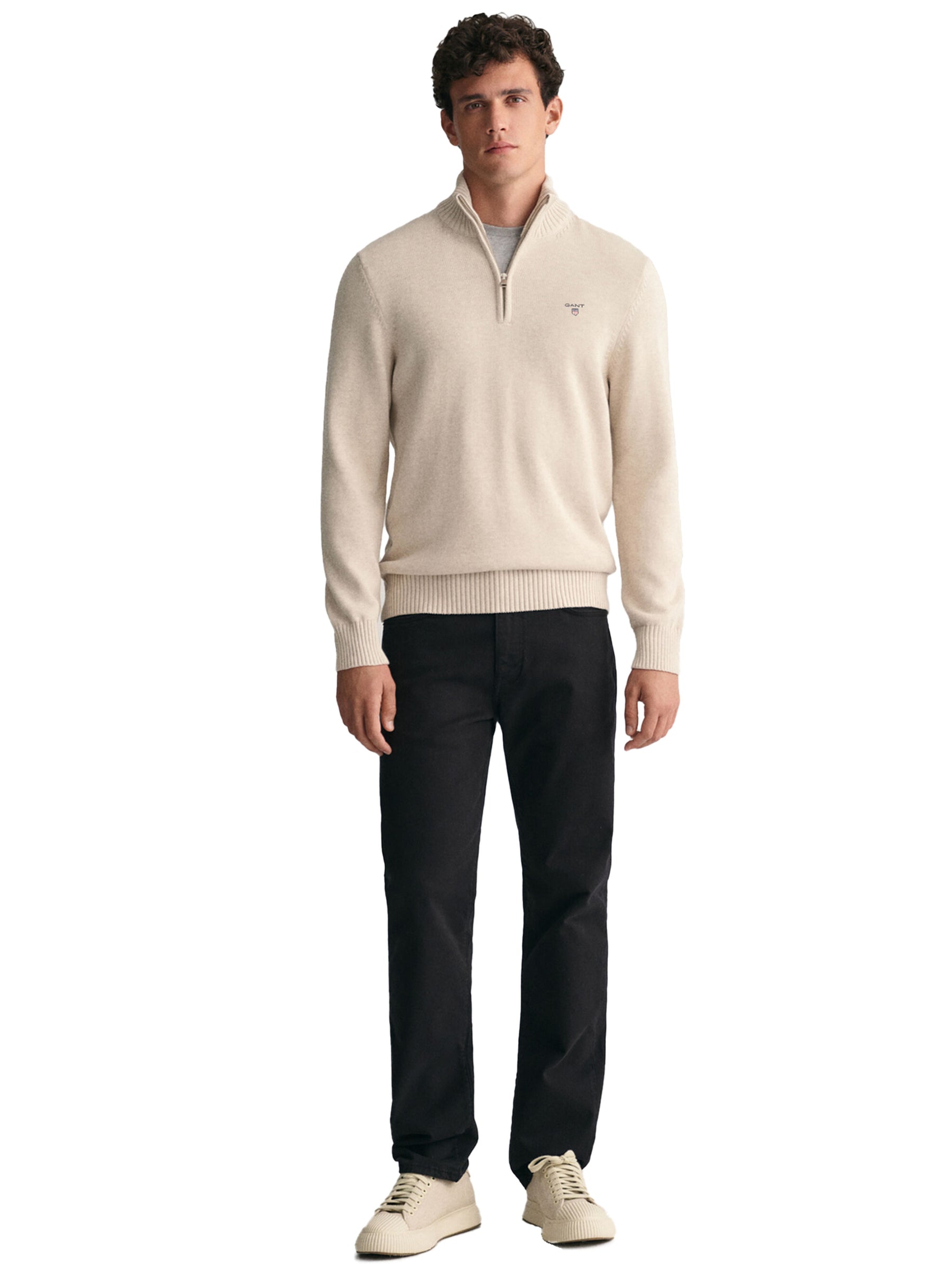 GANT_SWT_HALF_ZIP SAND RAWDENIM RAWDENIM