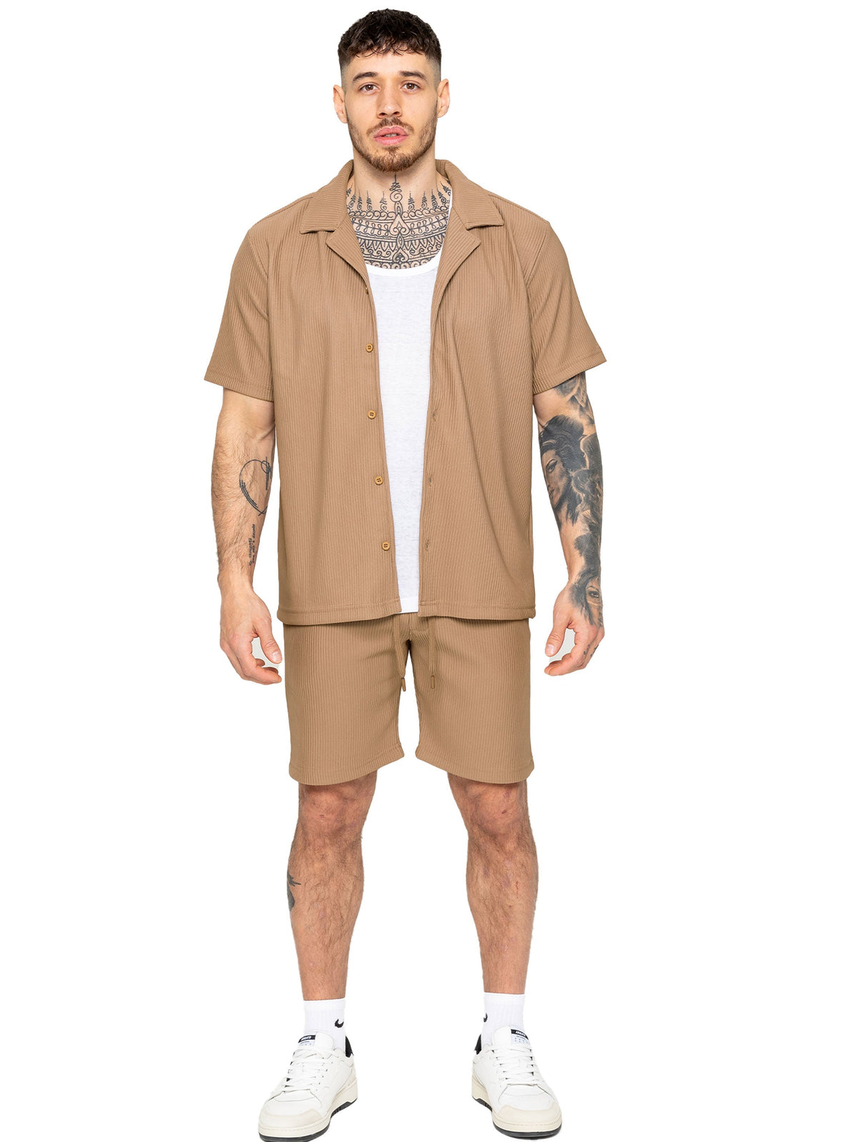 MSH10 SHIRTS & MS11 SHORT Mens Textured Summer Outfit Set Menswear Shirt - Casual Style for Men's Wear (Copy) GUEST BRAND RAWDENIM