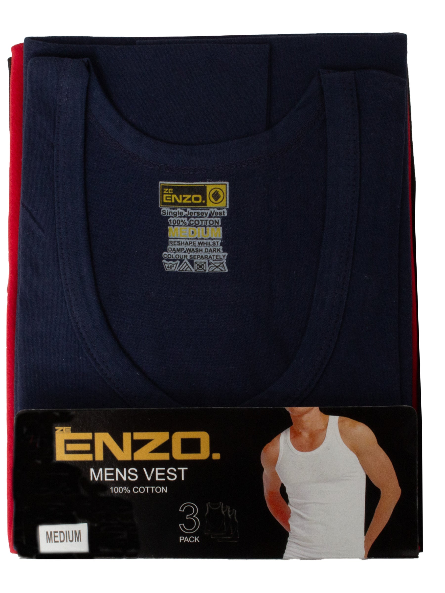 EZV604 Enzo | Mens 3 Pack Vests ENZO RAWDENIM