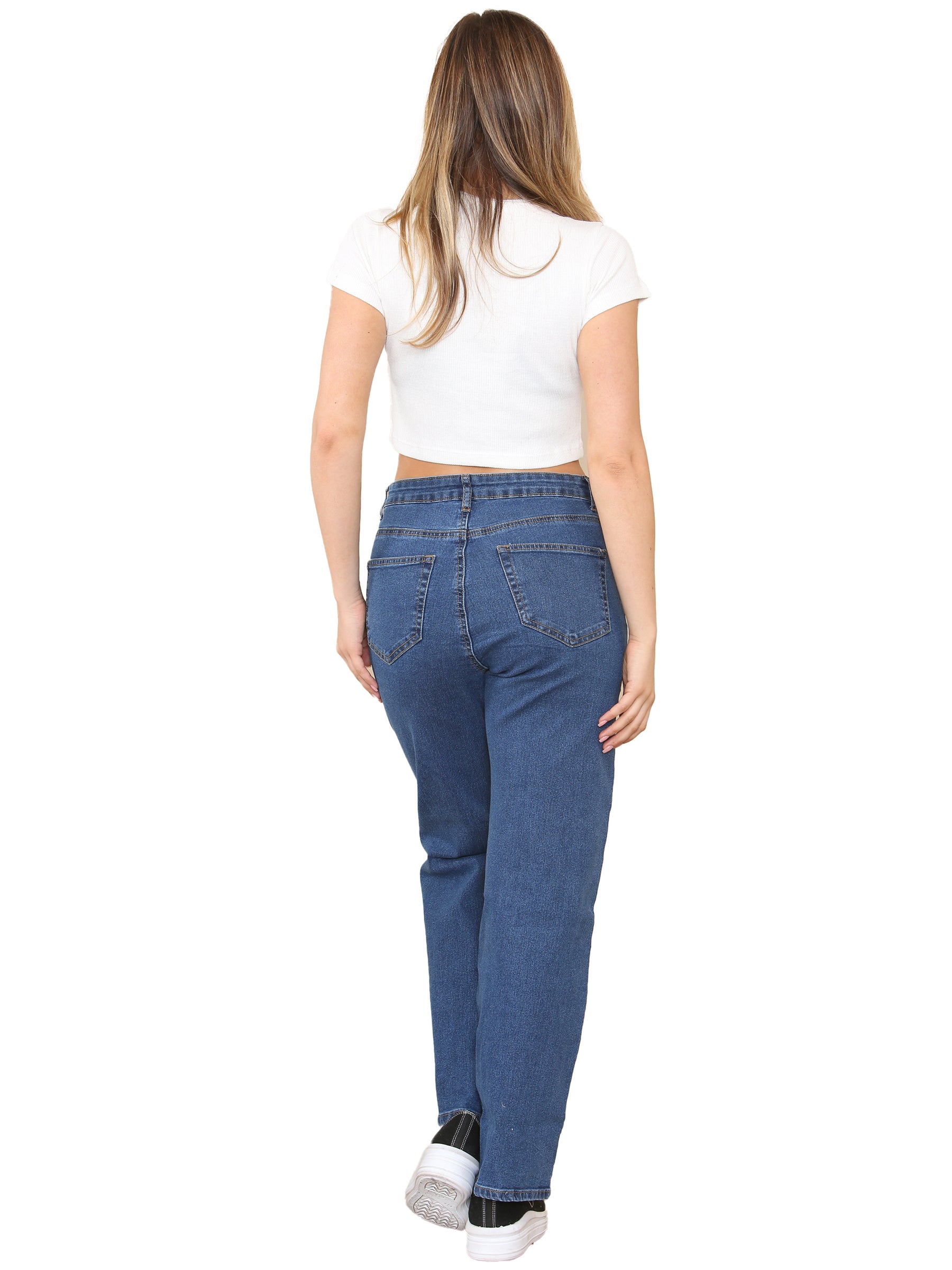 EZL431 Enzo Womens Wide Leg Denim Jeans High Rise Casual Cotton Pants All Waist Sizes RAWDENIM RAWDENIM