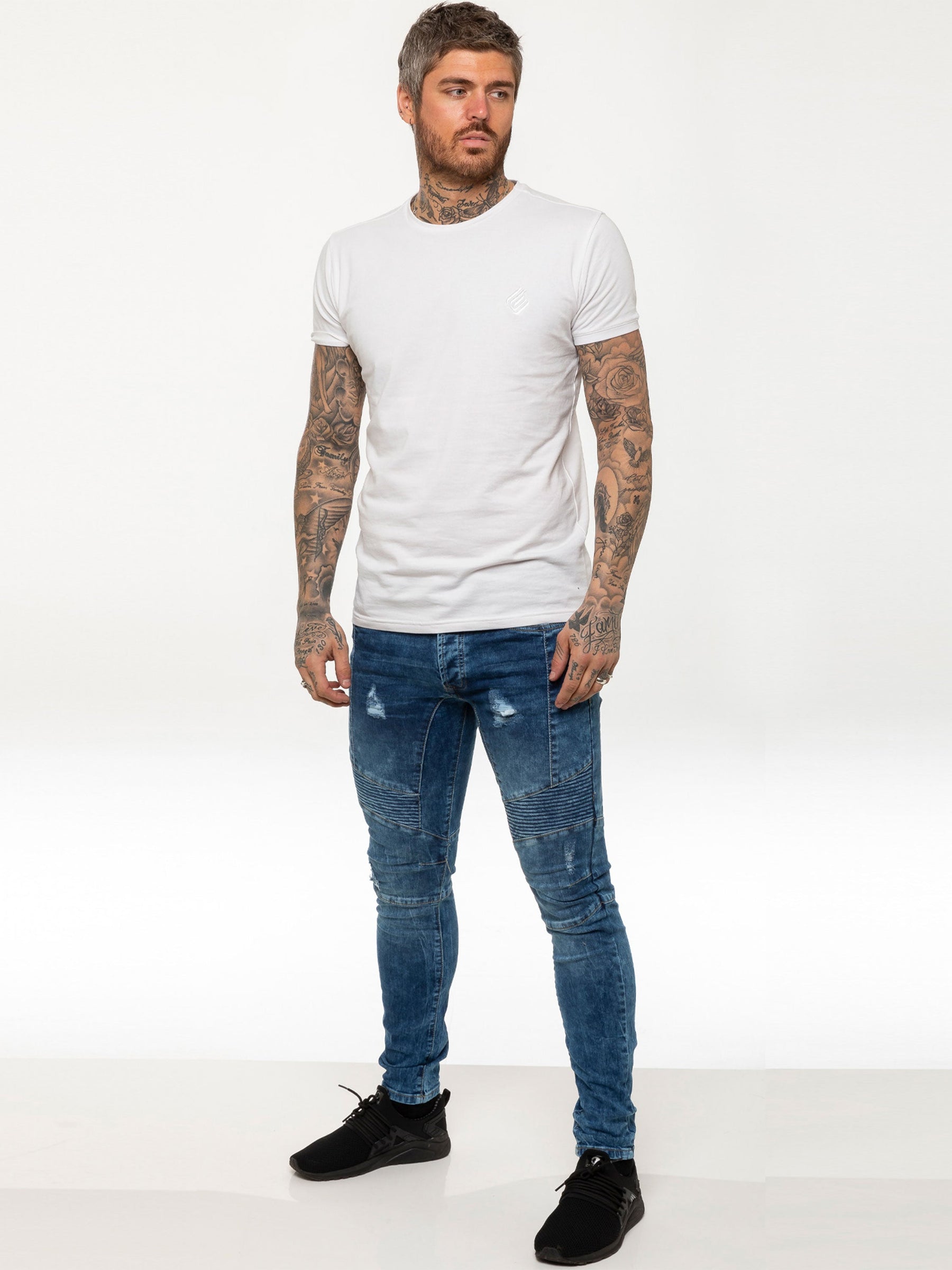 EZ365 Copy of Mens Super Skinny Stretch Biker Denim Jeans | Enzo Designer Menswear ENZO RAWDENIM
