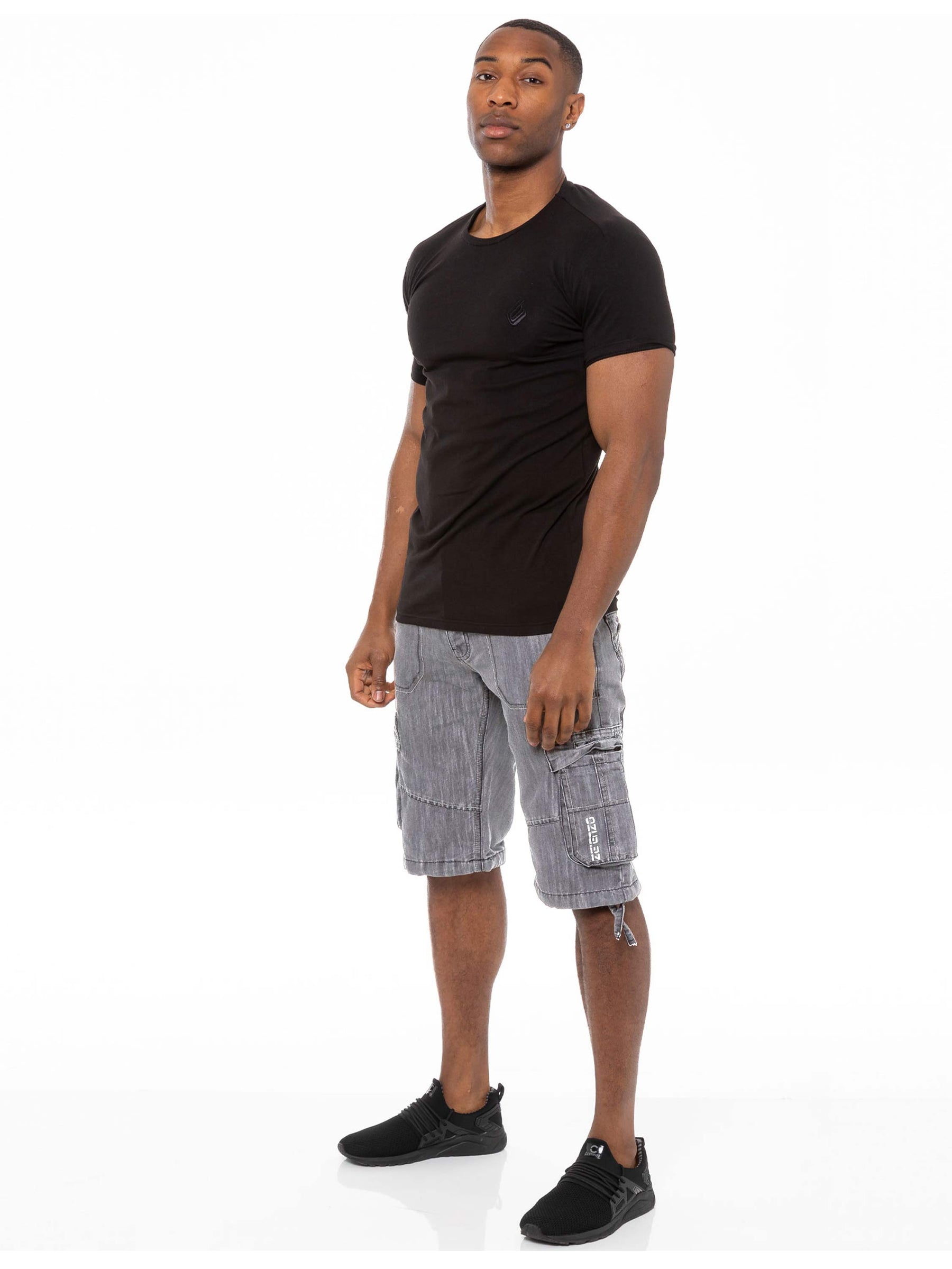 EZS404 Mens Raw Combat Cargo Denim Shorts | Enzo Designer Menswear ENZO RAWDENIM