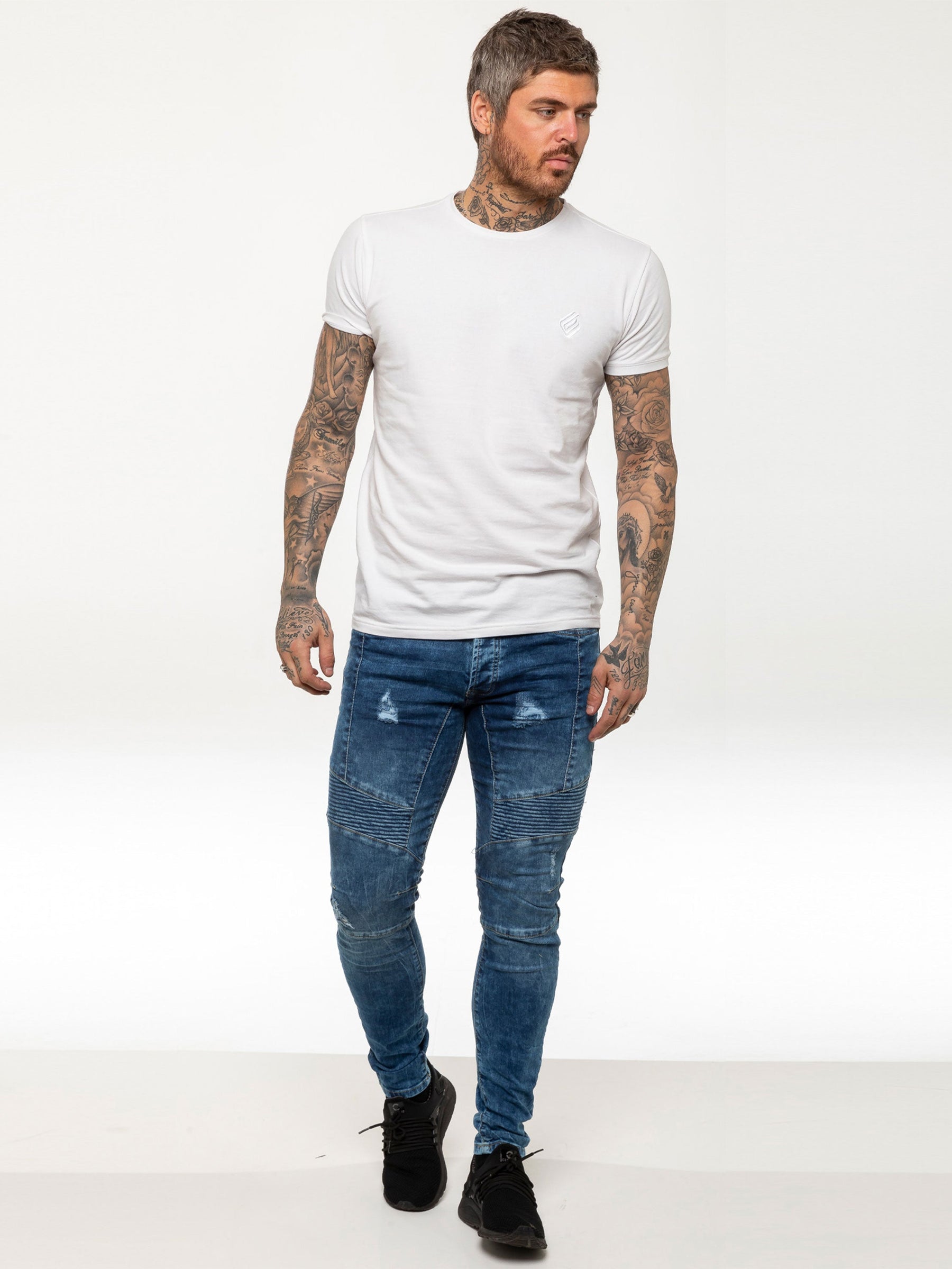 EZ365 Copy of Mens Super Skinny Stretch Biker Denim Jeans | Enzo Designer Menswear ENZO RAWDENIM