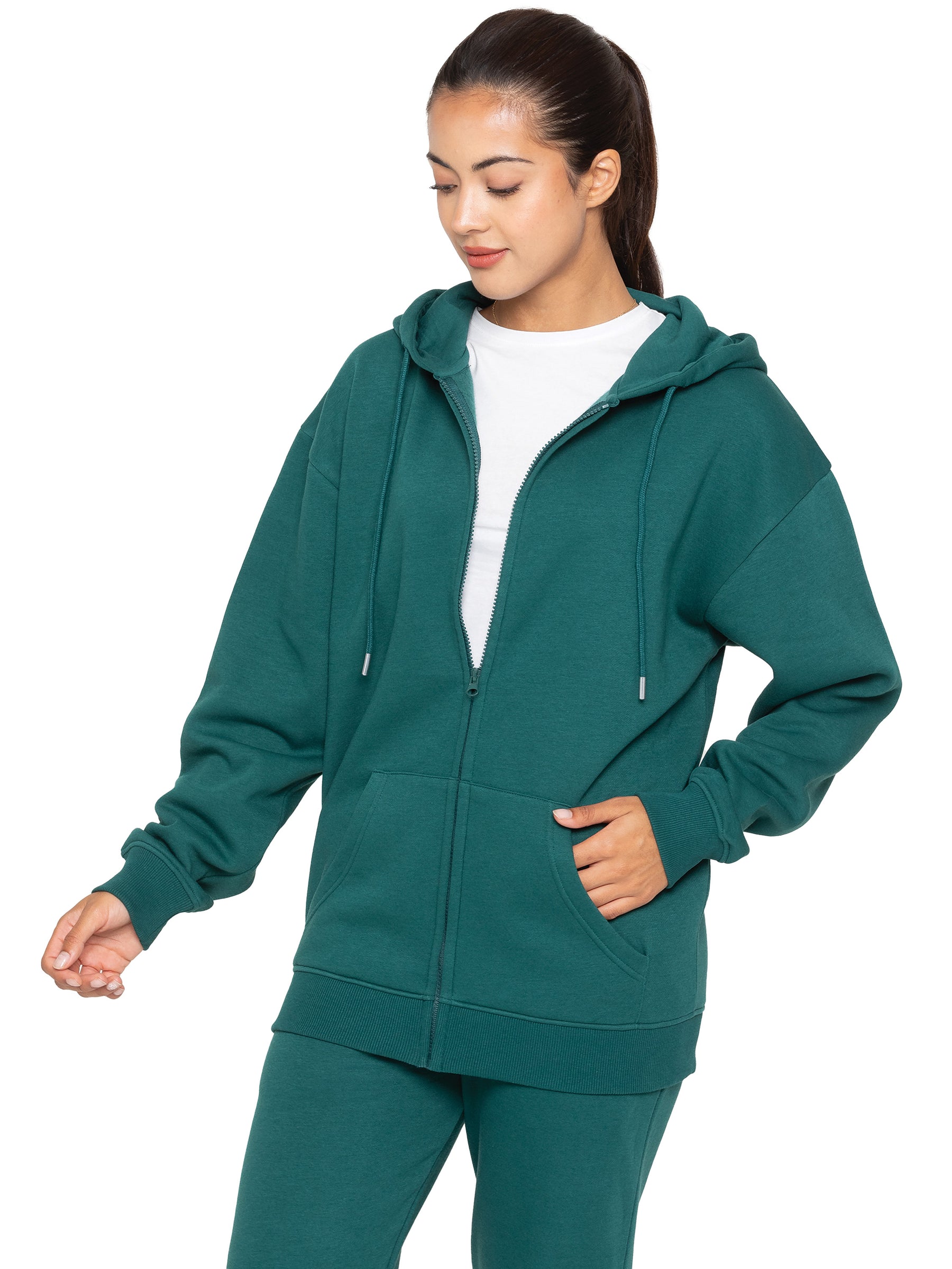 EZLHDZ596 Enzo | Womens Oversized Zipped Hoodie ENZO RAWDENIM