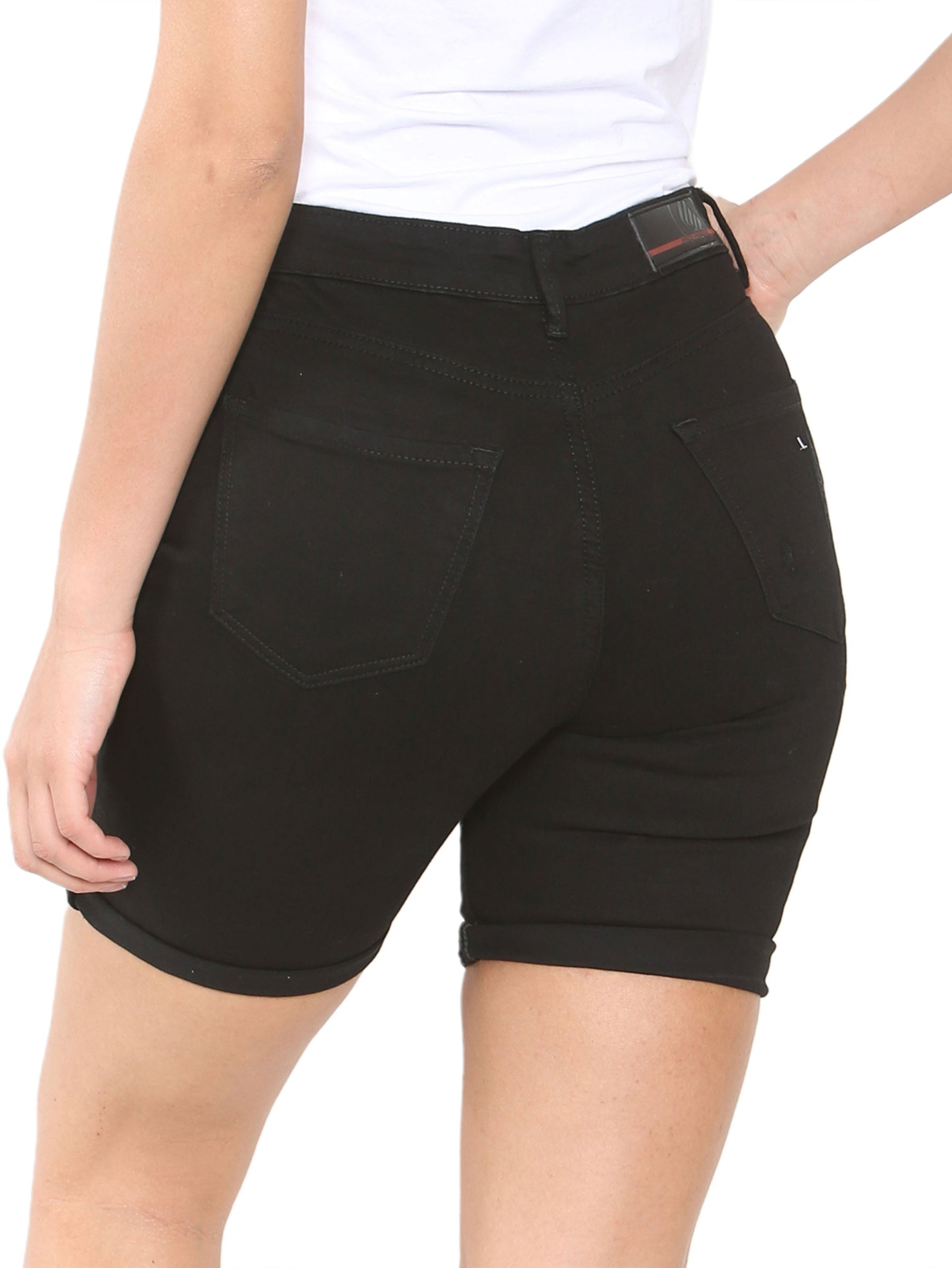 EZLS417 Copy of Enzo | Ladies Skinny Stretch Ripped Shorts ENZO RAWDENIM