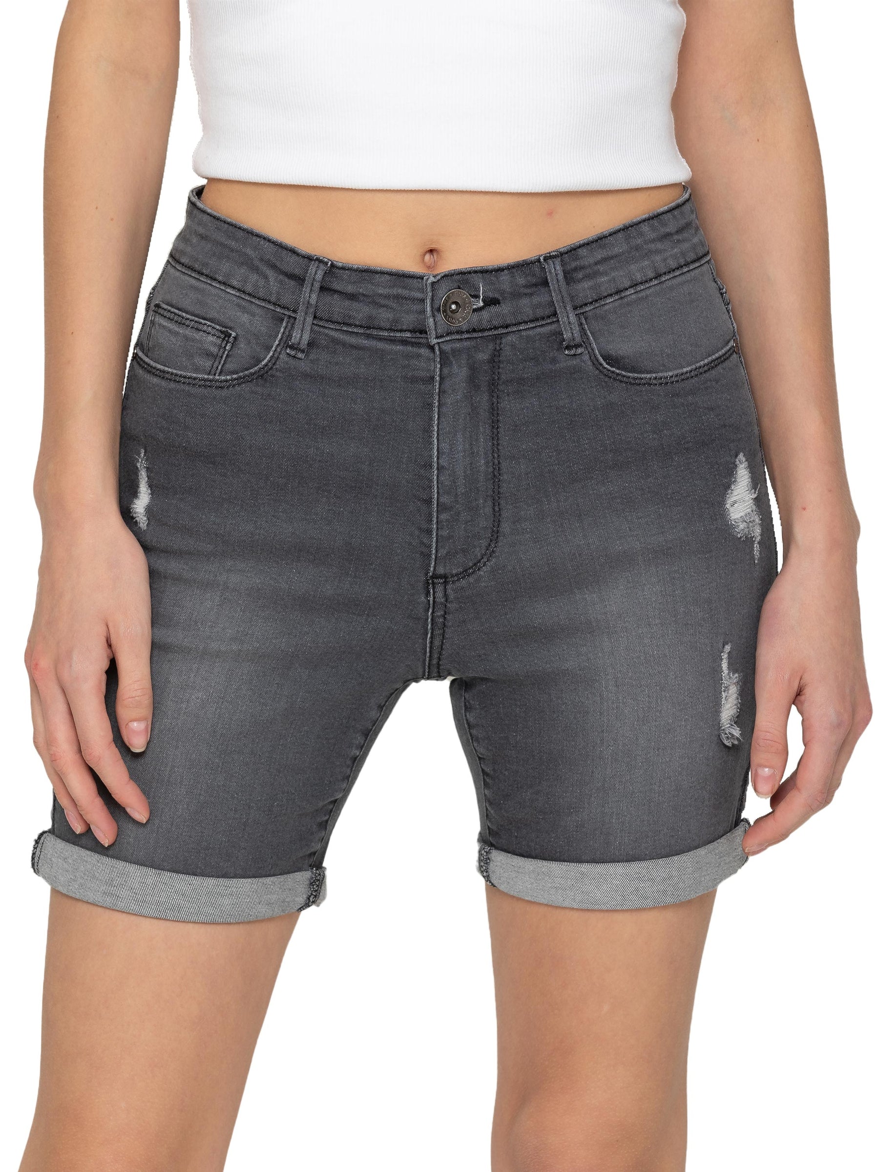 EZLS417 Copy of Enzo | Ladies Skinny Stretch Ripped Shorts ENZO RAWDENIM