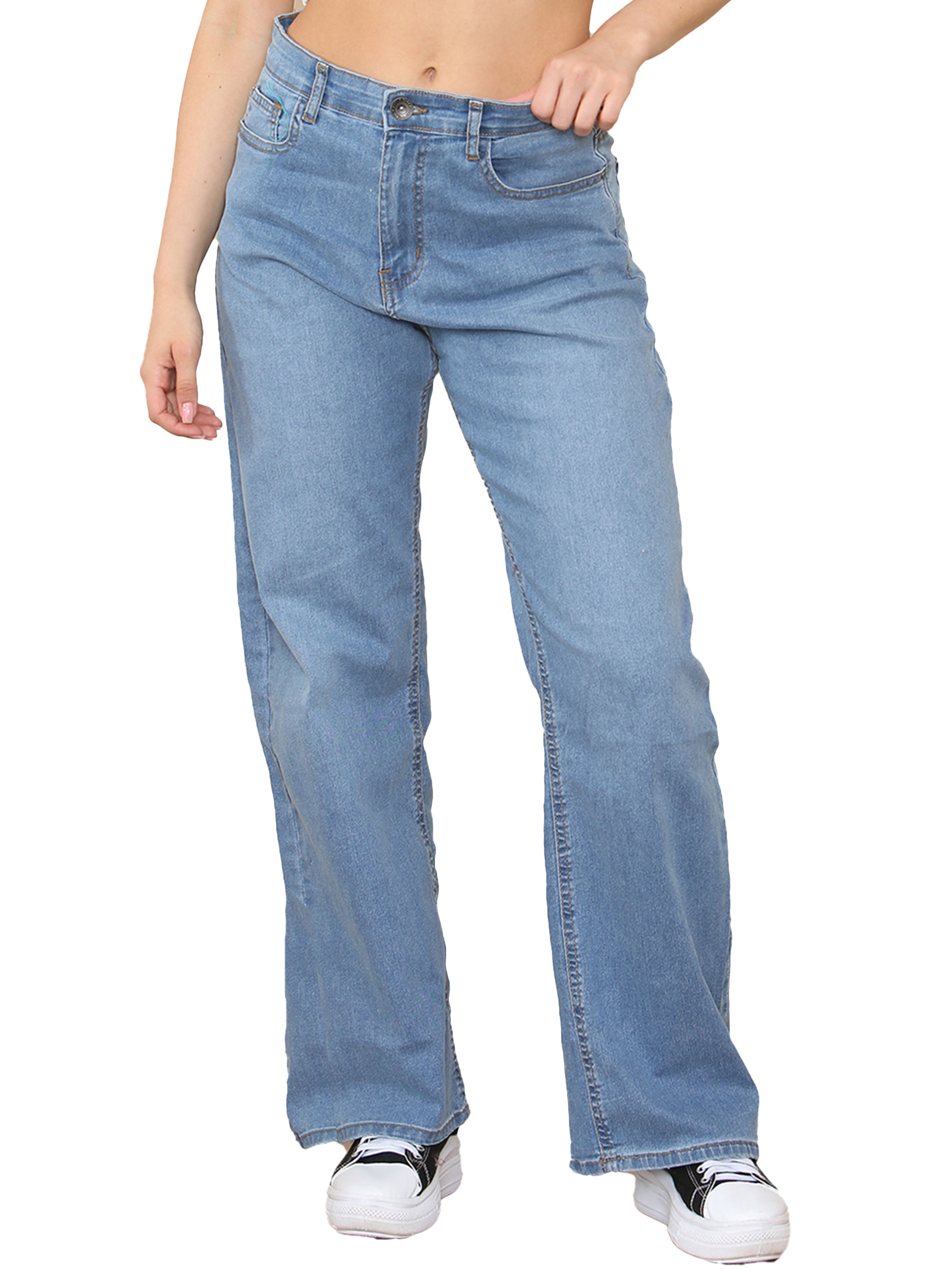 Enzo Womens Wide Leg Jeans