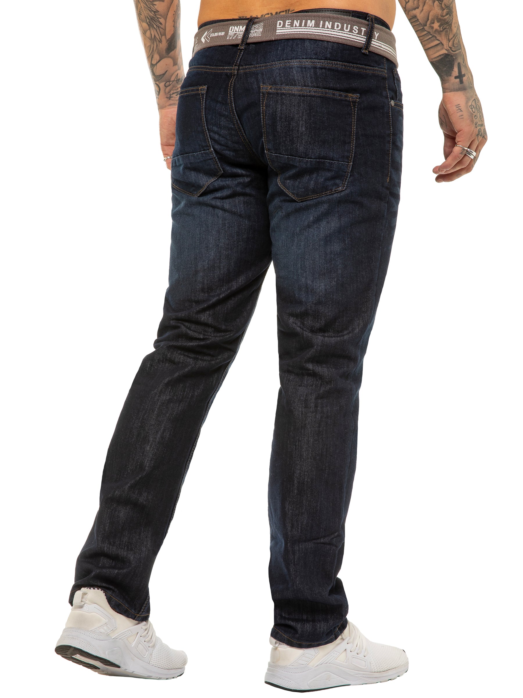 EZ399 MSW Copy of Mens Designer Blue Regular Tapered Fit Denim Jeans | Enzo Designer Menswear ENZO RAWDENIM