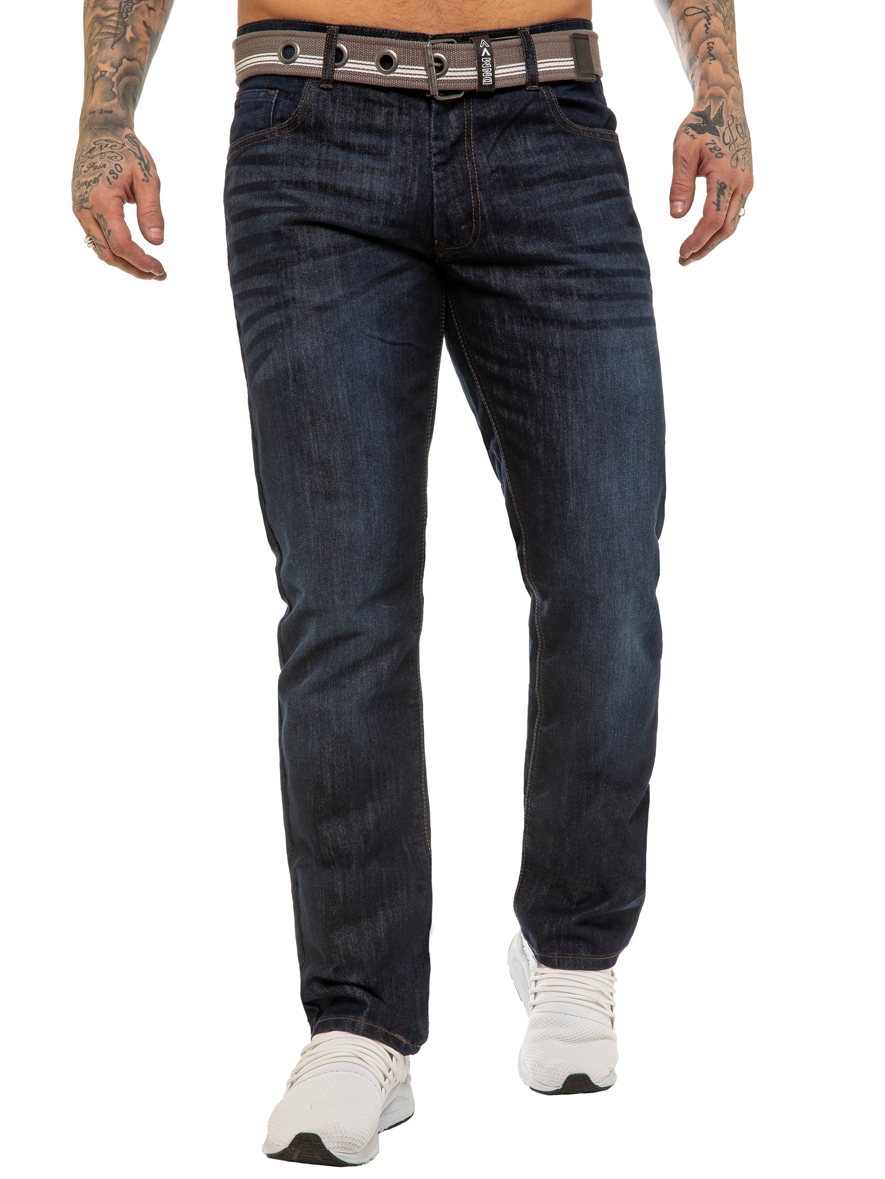 EZ399 MSW Copy of Mens Designer Blue Regular Tapered Fit Denim Jeans | Enzo Designer Menswear ENZO RAWDENIM