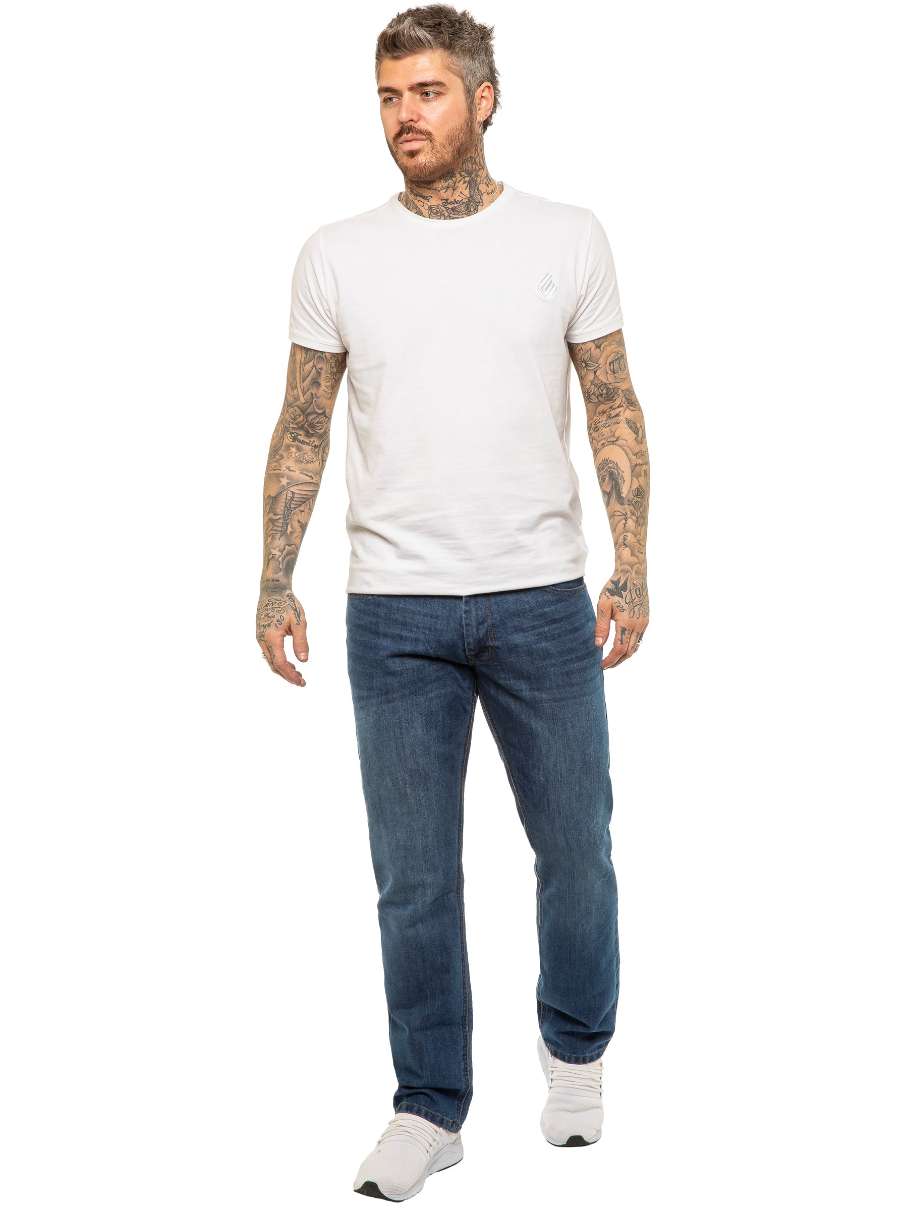 EZ399 MSW Mens Designer Blue Regular Tapered Fit Denim Jeans | Enzo Designer Menswear ENZO RAWDENIM