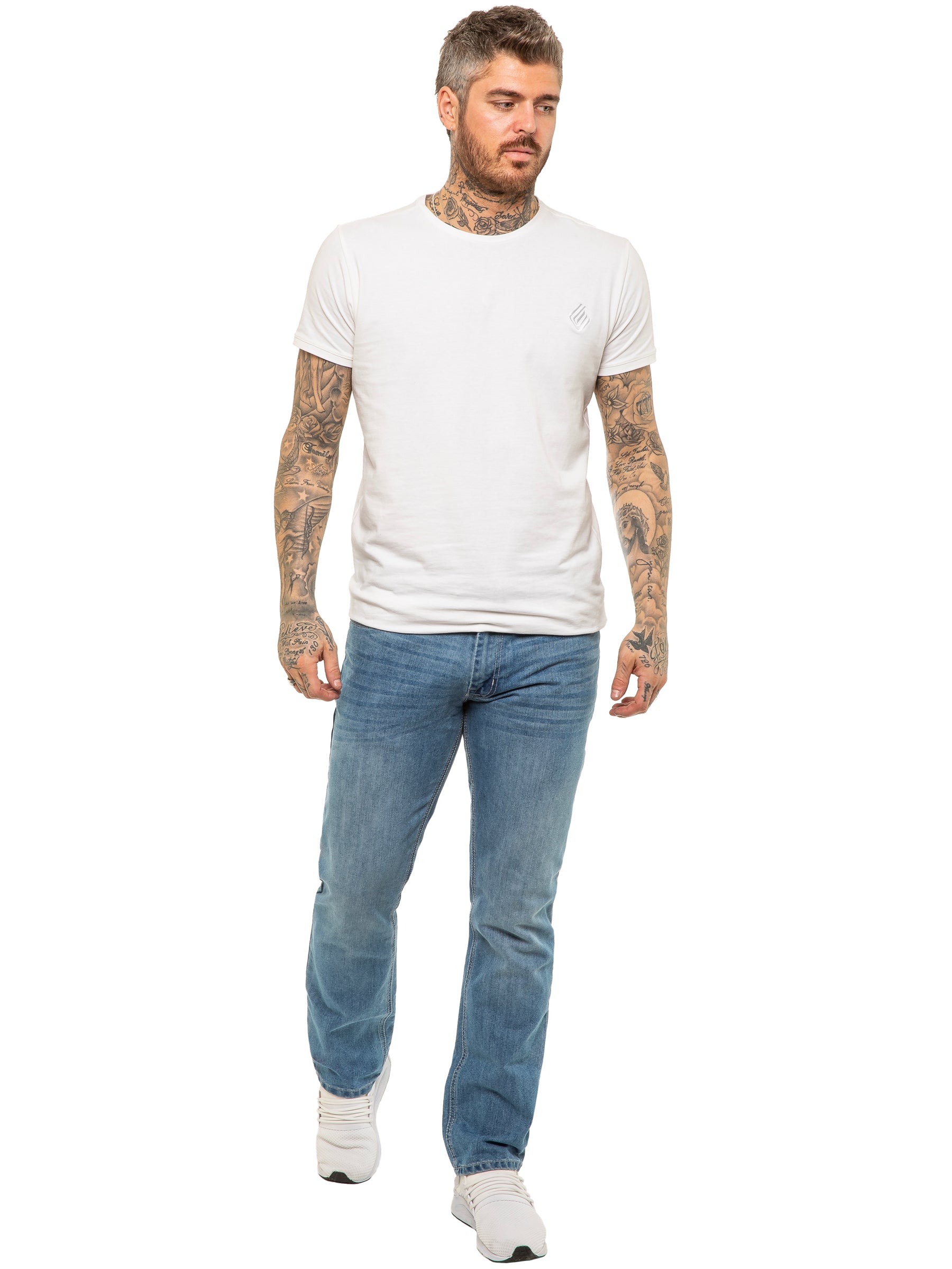 EZ399 MSW Mens Designer Blue Regular Tapered Fit Denim Jeans | Enzo Designer Menswear ENZO RAWDENIM