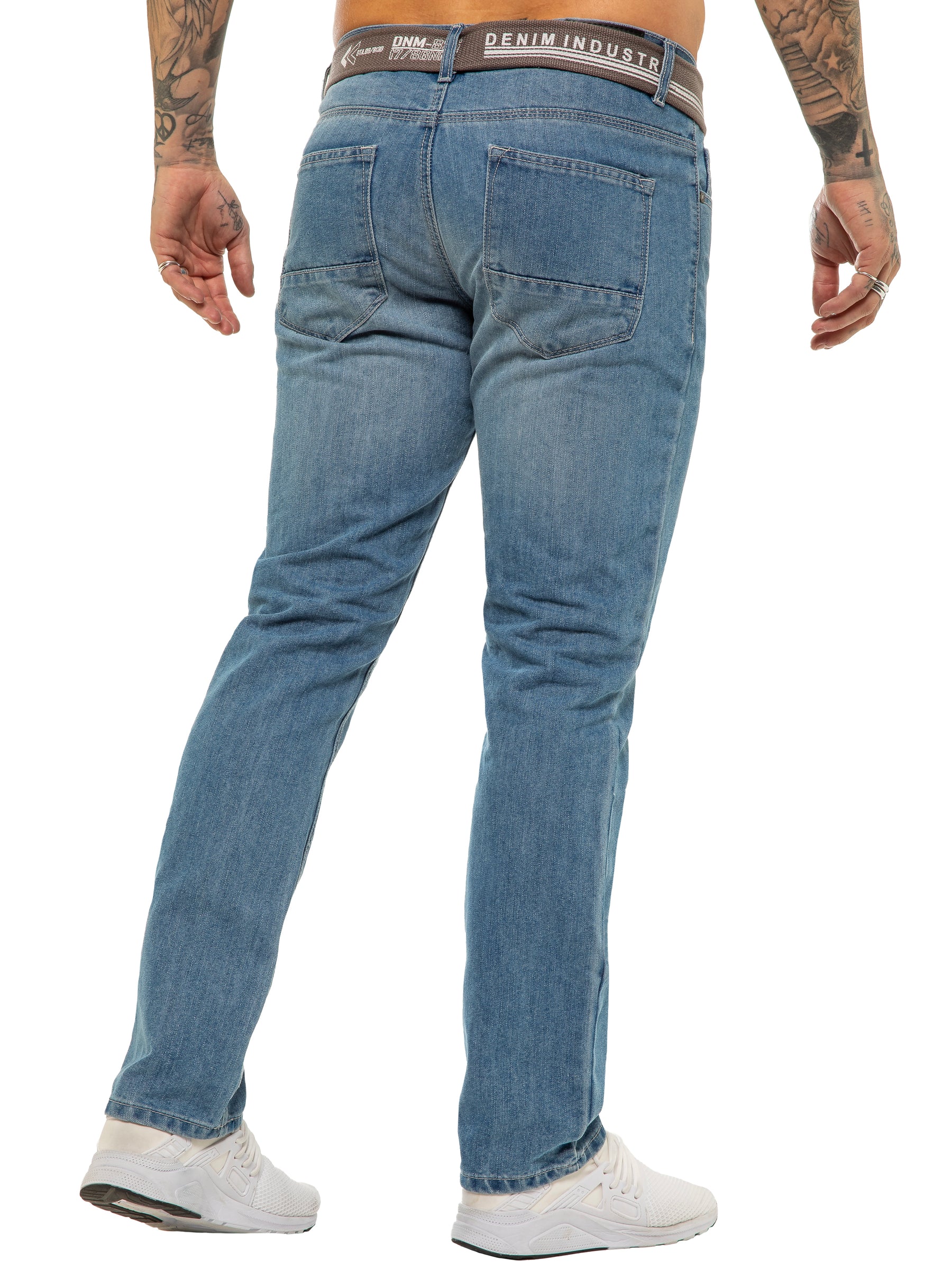 EZ399 MSW Mens Designer Blue Regular Tapered Fit Denim Jeans | Enzo Designer Menswear ENZO RAWDENIM