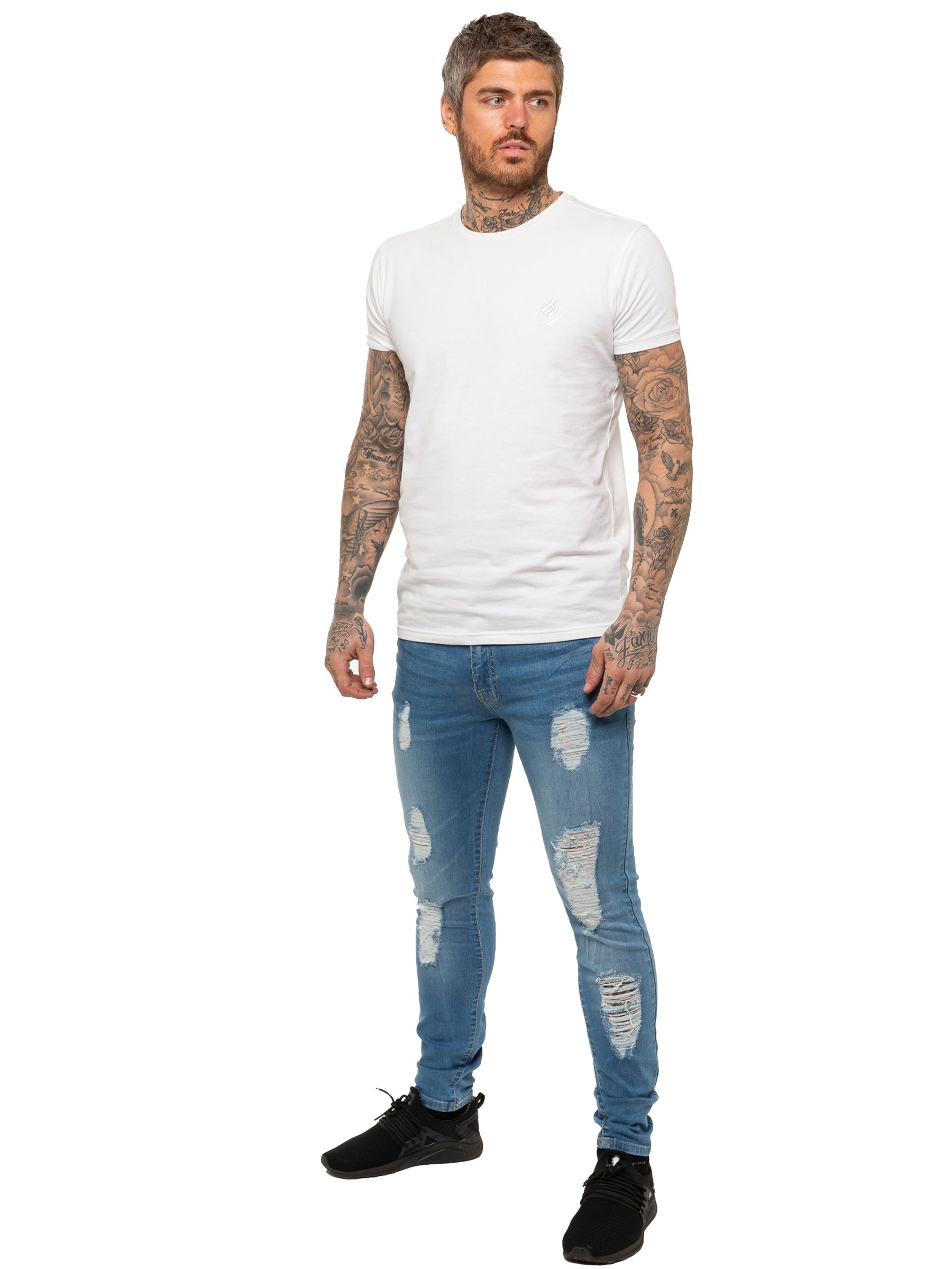 EZ376 Mens Denim Ripped Denim Jeans lsw | Enzo Designer Menswear ENZO RAWDENIM