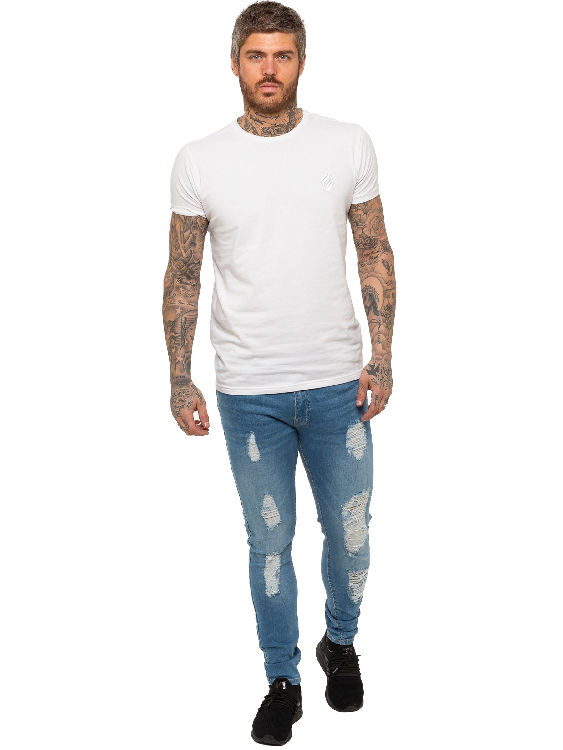 EZ376 Mens Denim Ripped Denim Jeans lsw | Enzo Designer Menswear ENZO RAWDENIM